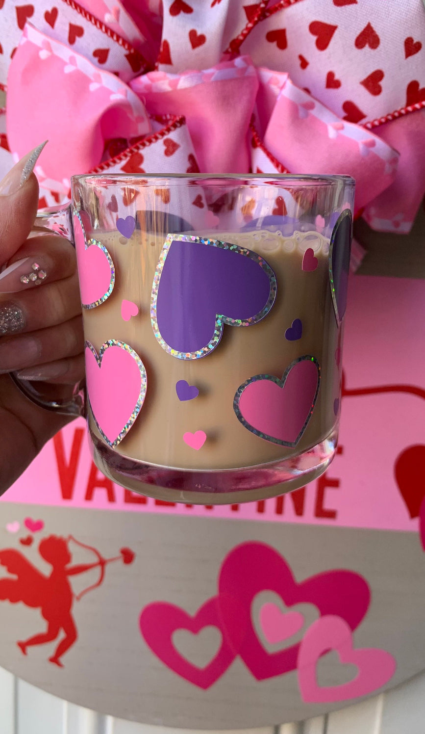 Hearts glass mug