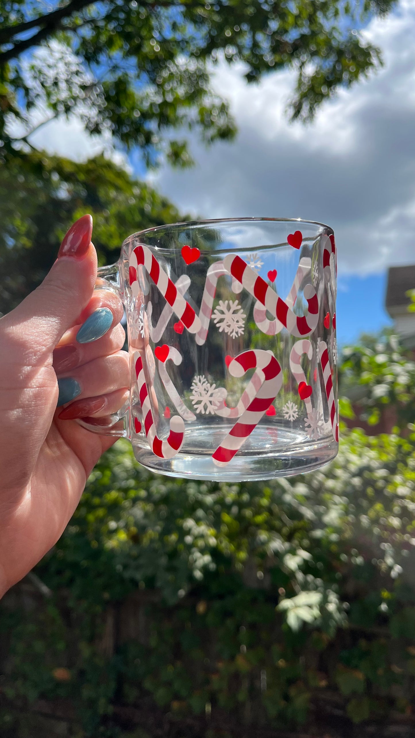 Candy cane glass mug