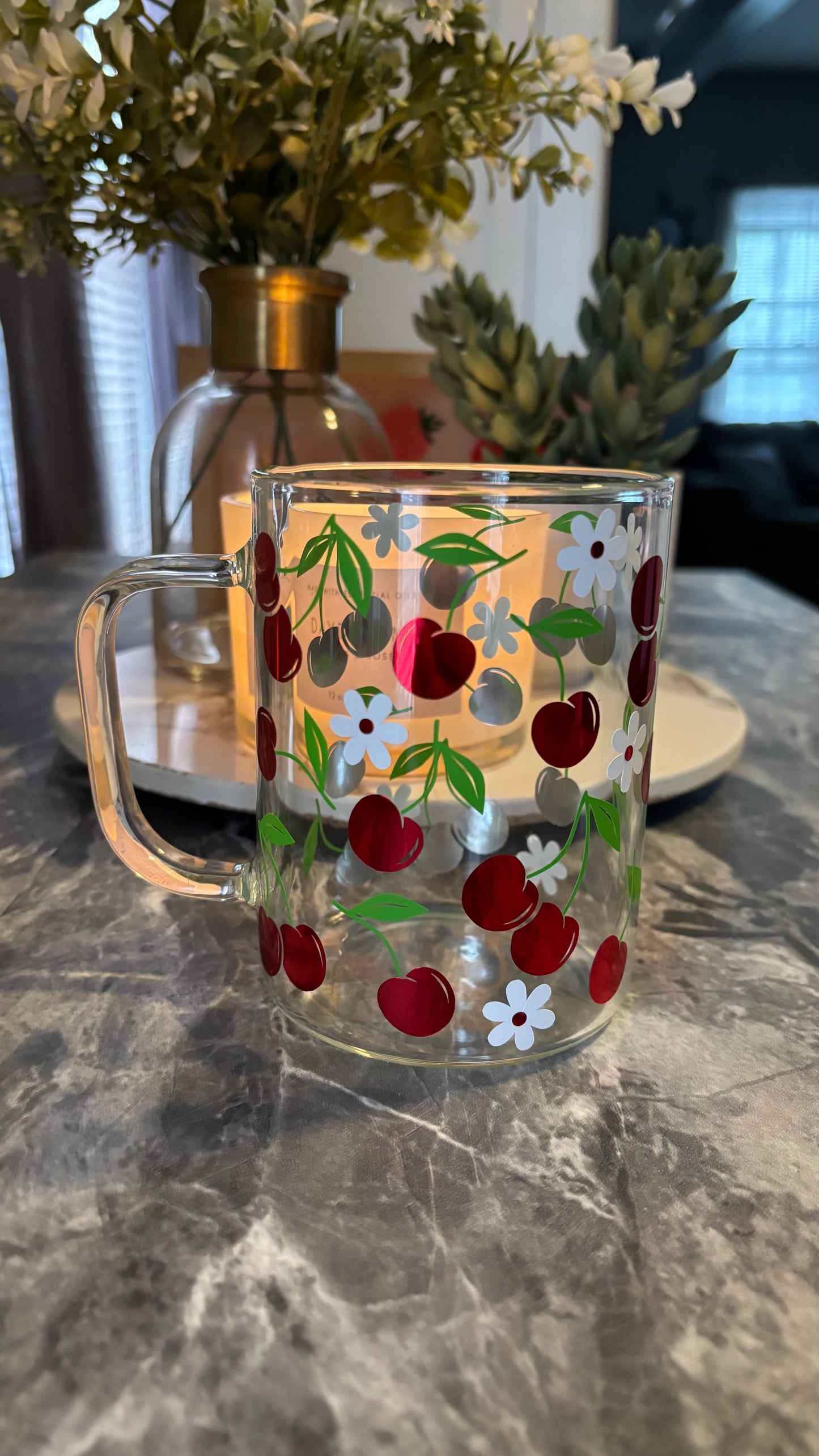 Cherry glass mug