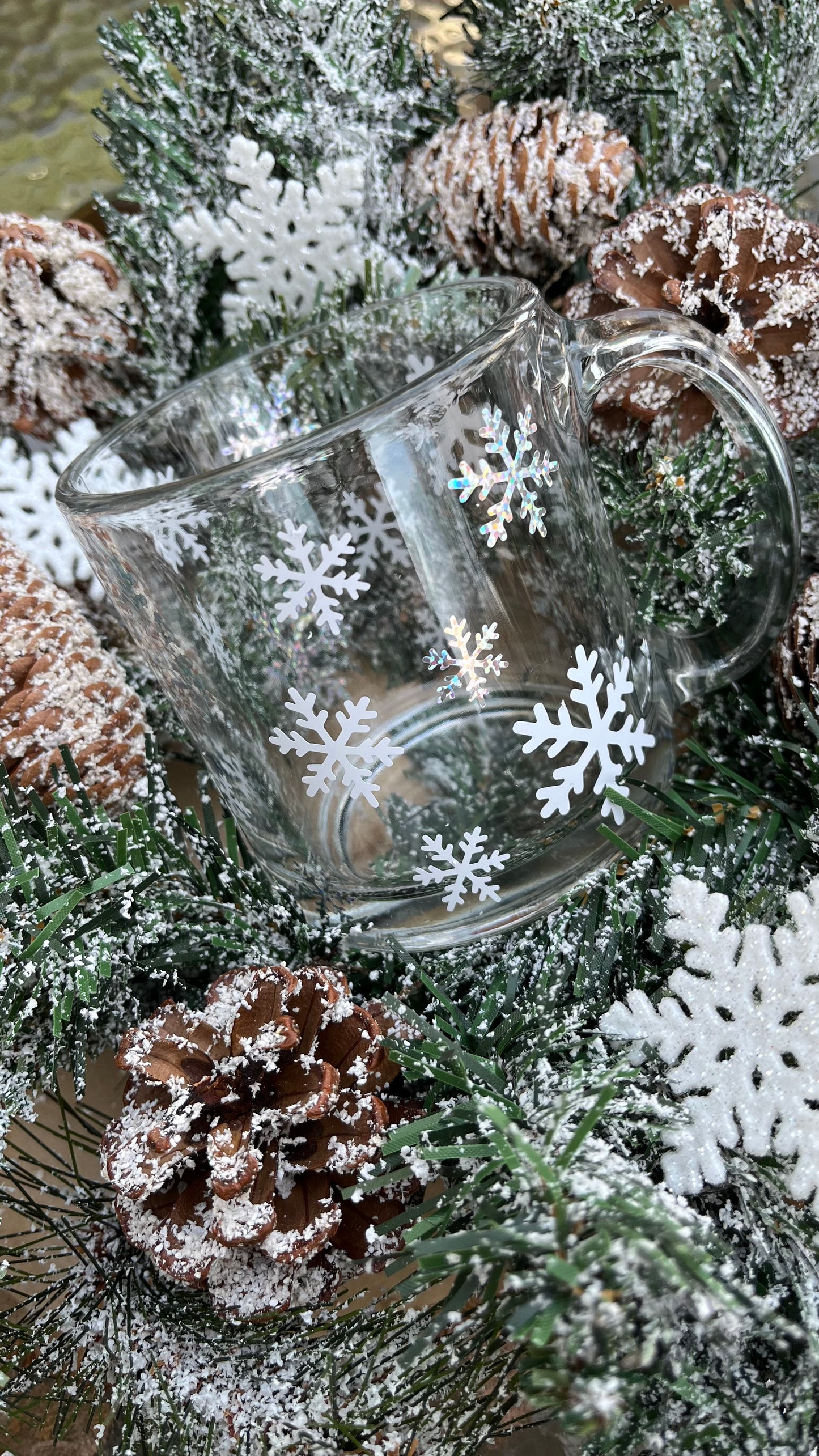 Snowflake glass mug