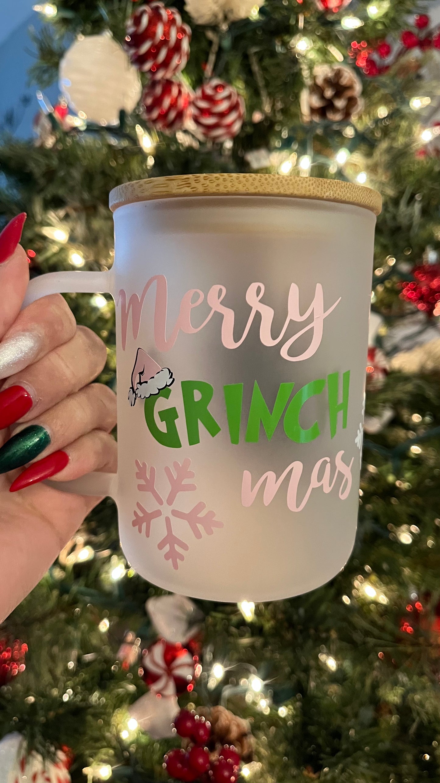 Grinchmas frosted glass mug