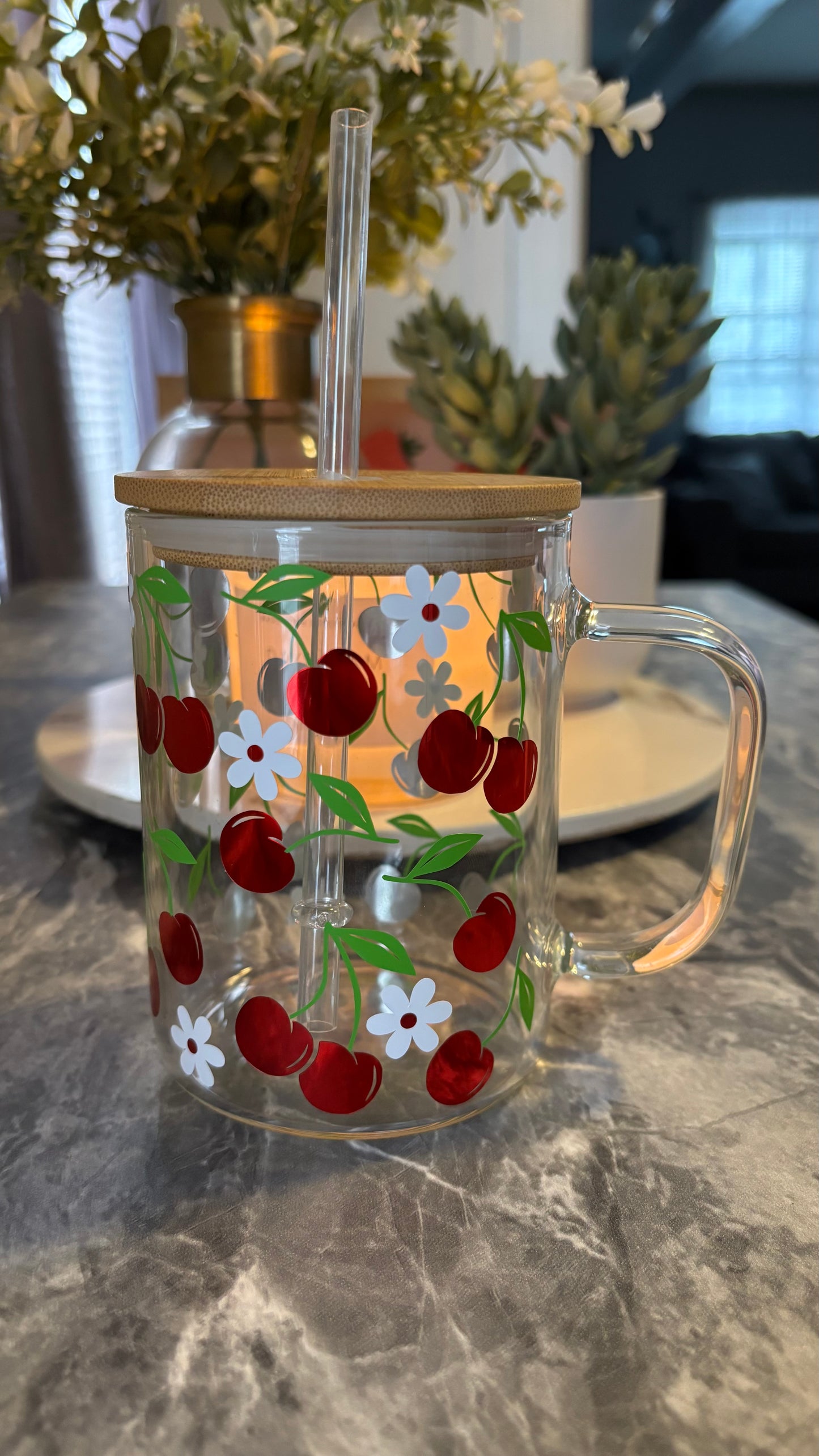 Cherry glass mug