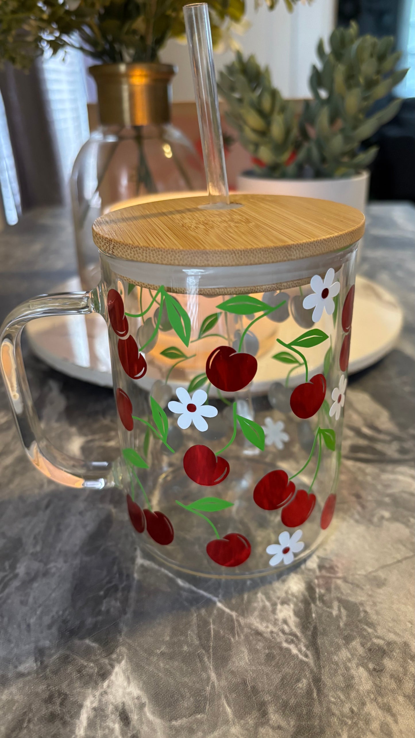 Cherry glass mug