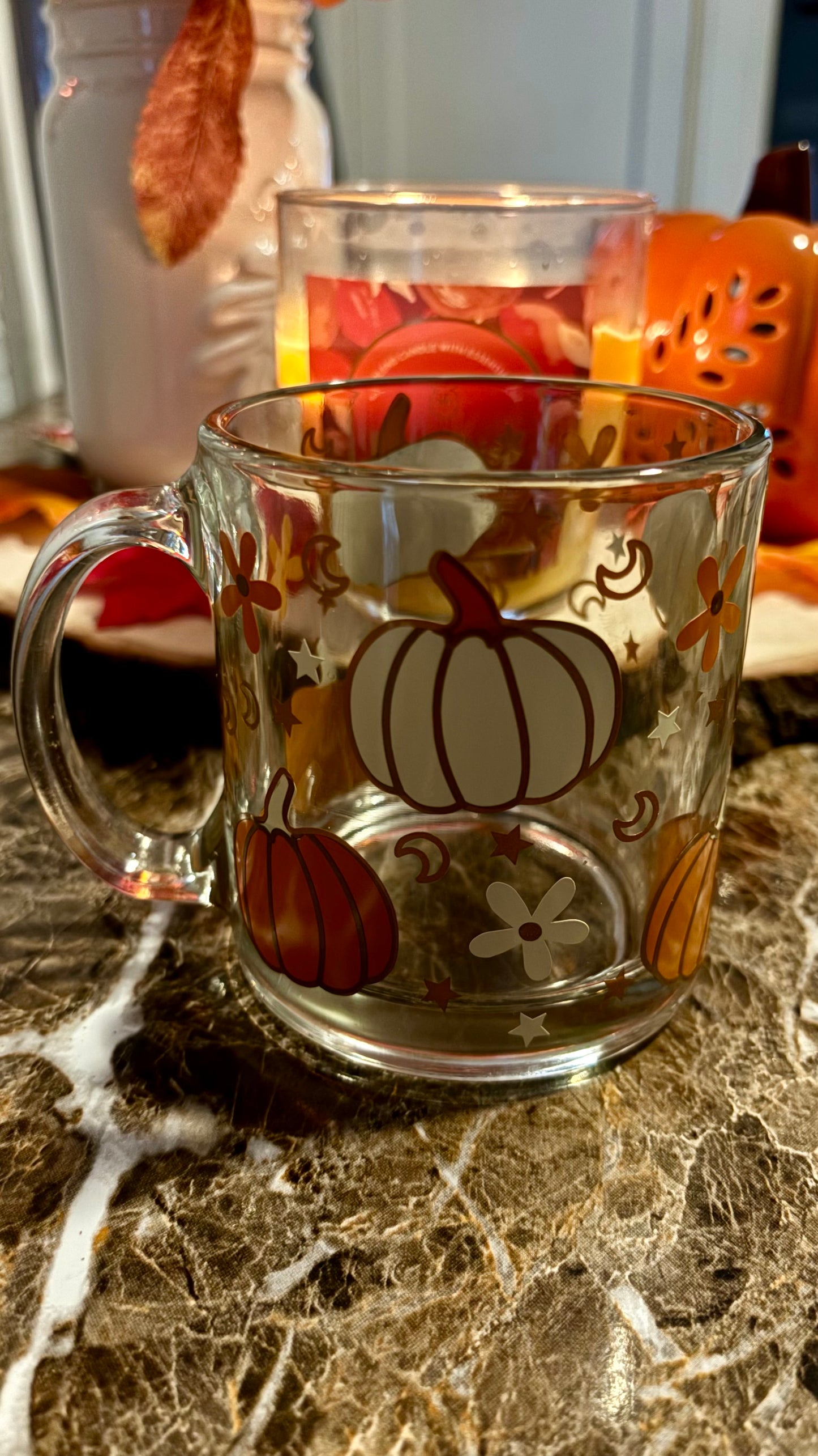 Autumn spice pumpkins glass  mug