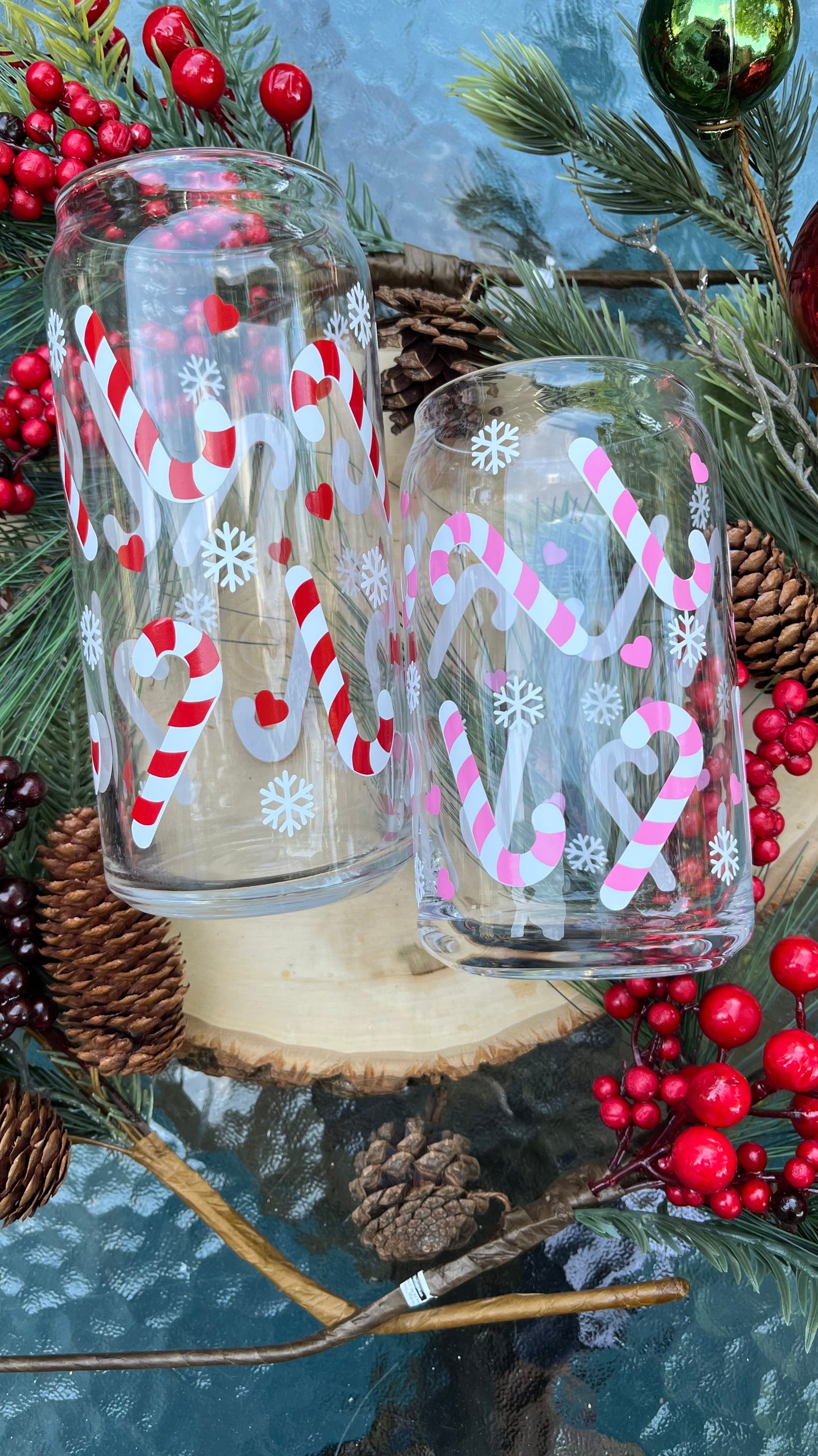 Candy cane glass