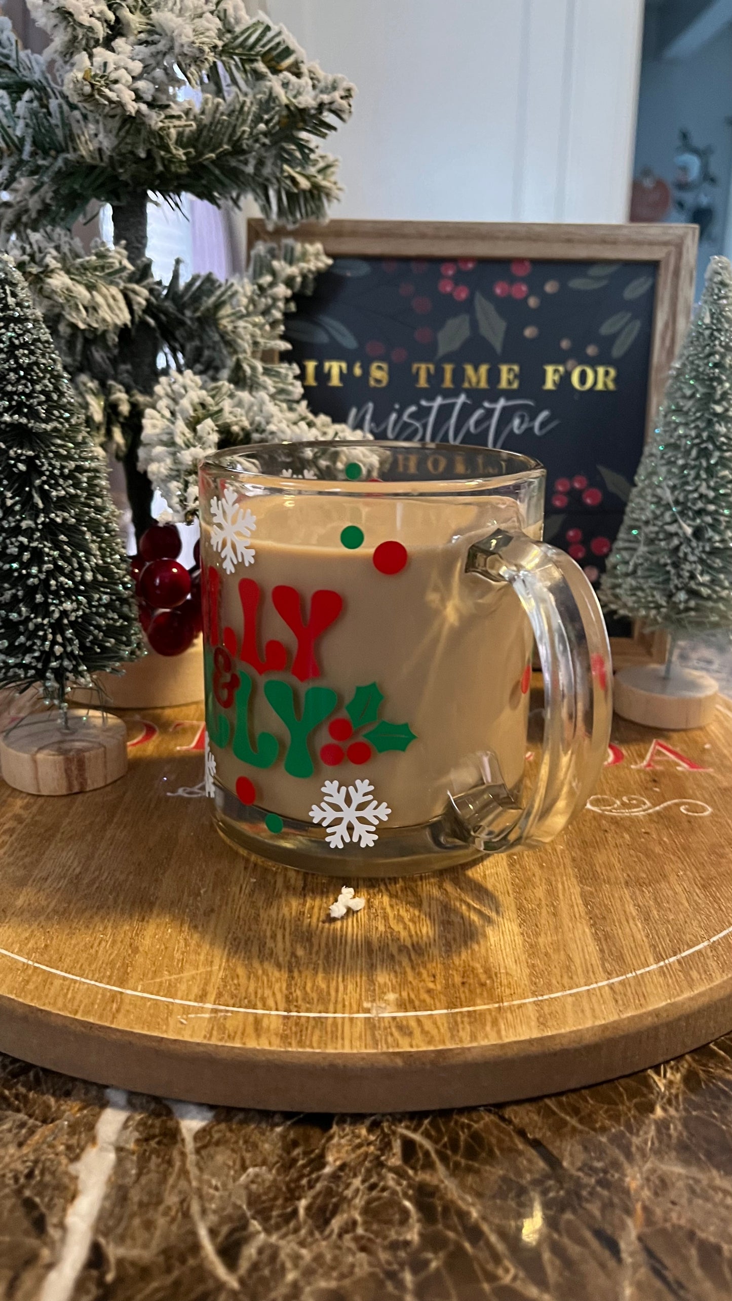 Holly Jolly glass mug