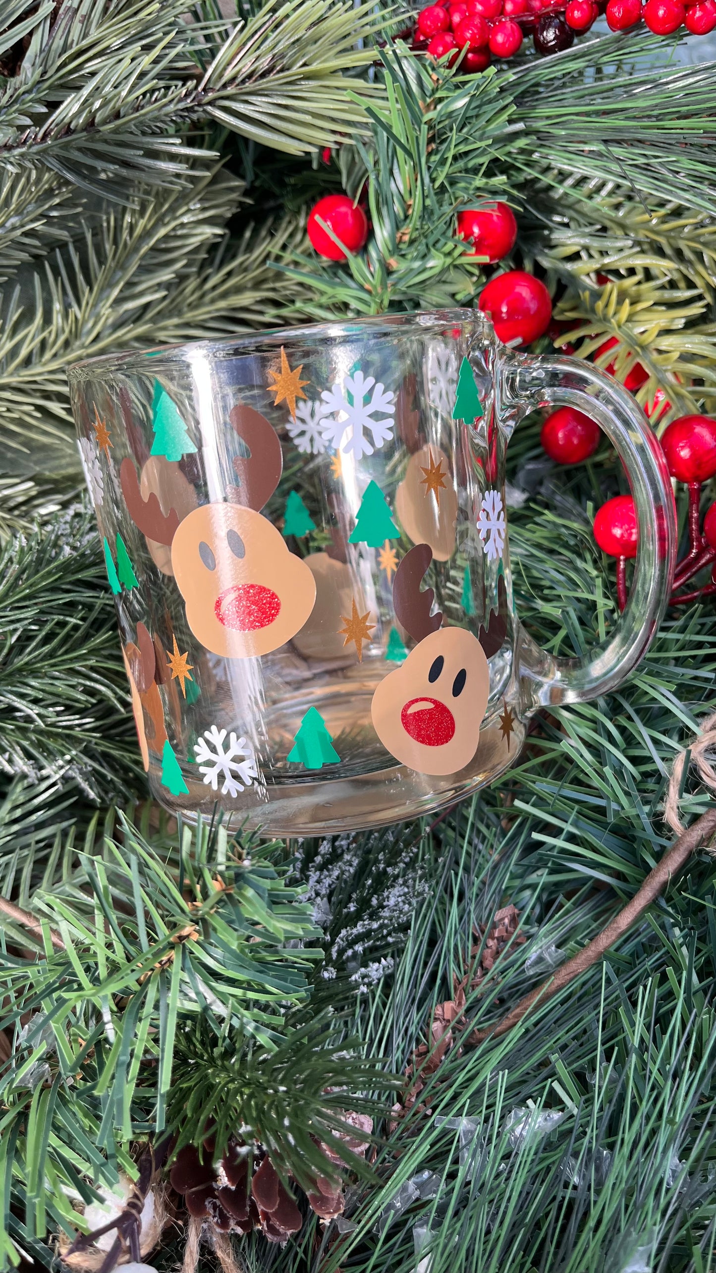 Cute Reindeer glass mug