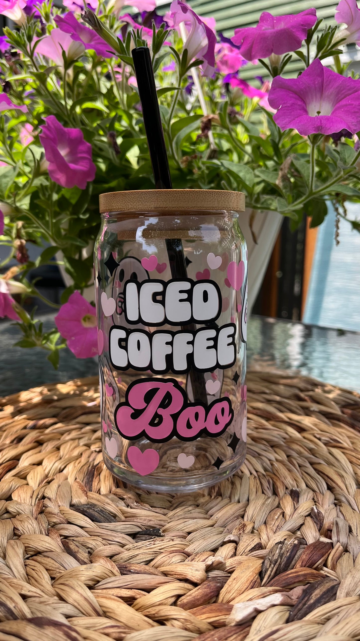 Iced coffee boo ghost glass cup