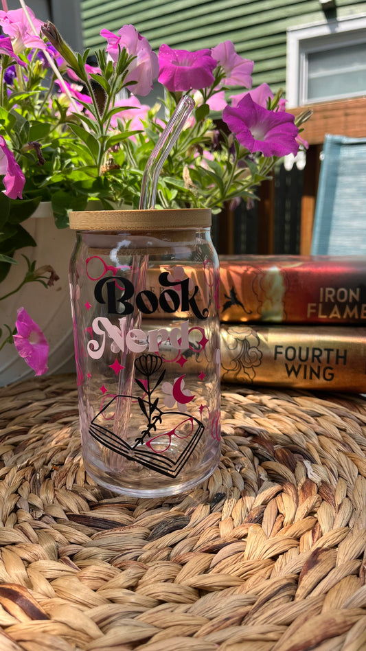 Book nerd glass cup