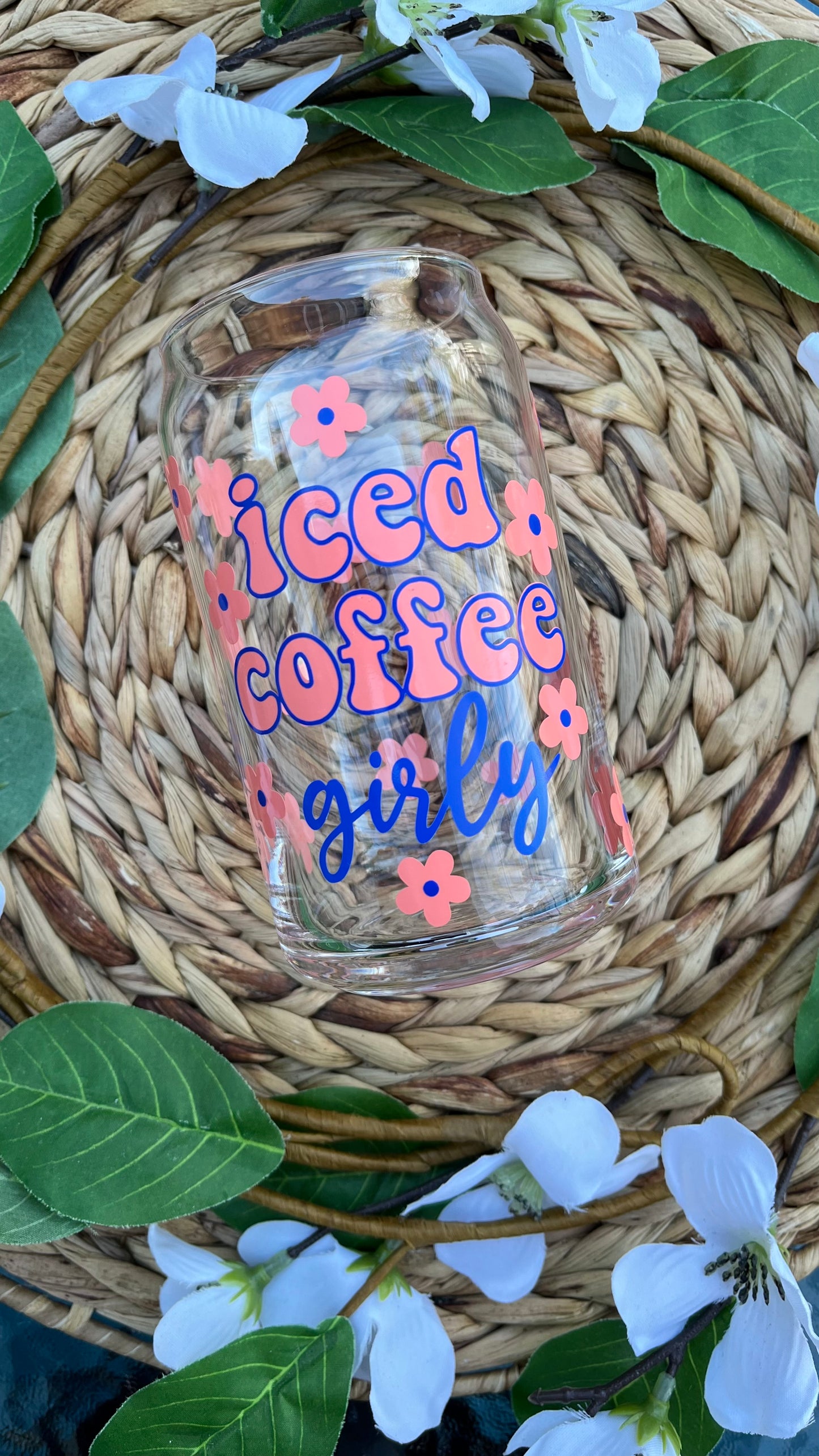 Iced coffee girly glass cup