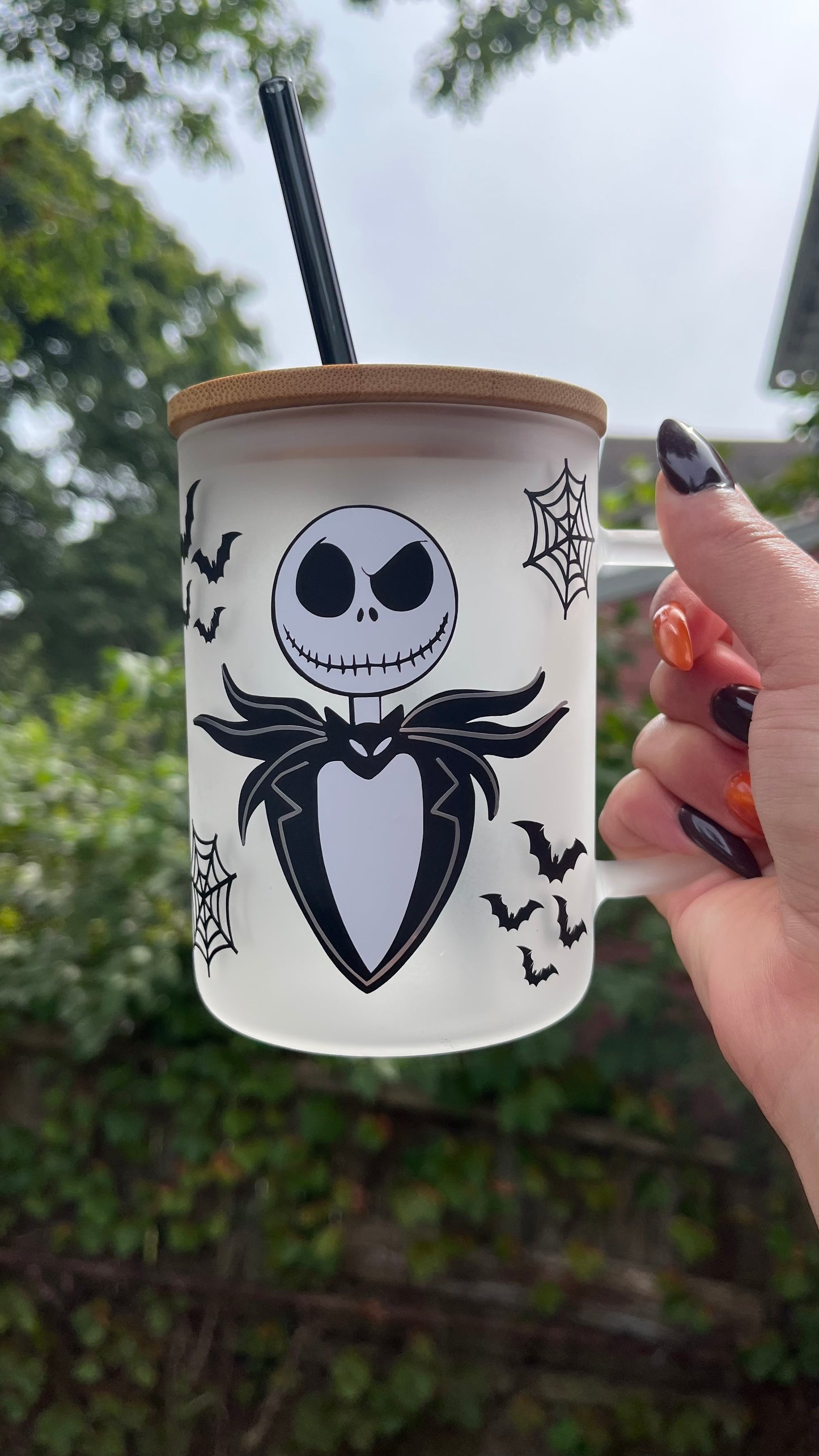 Jack Skellington frosted glass mug