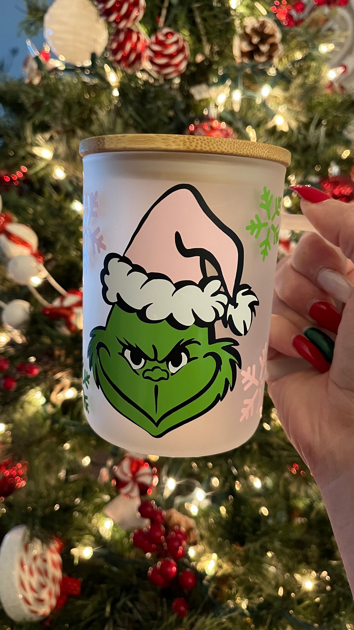 Grinchmas frosted glass mug