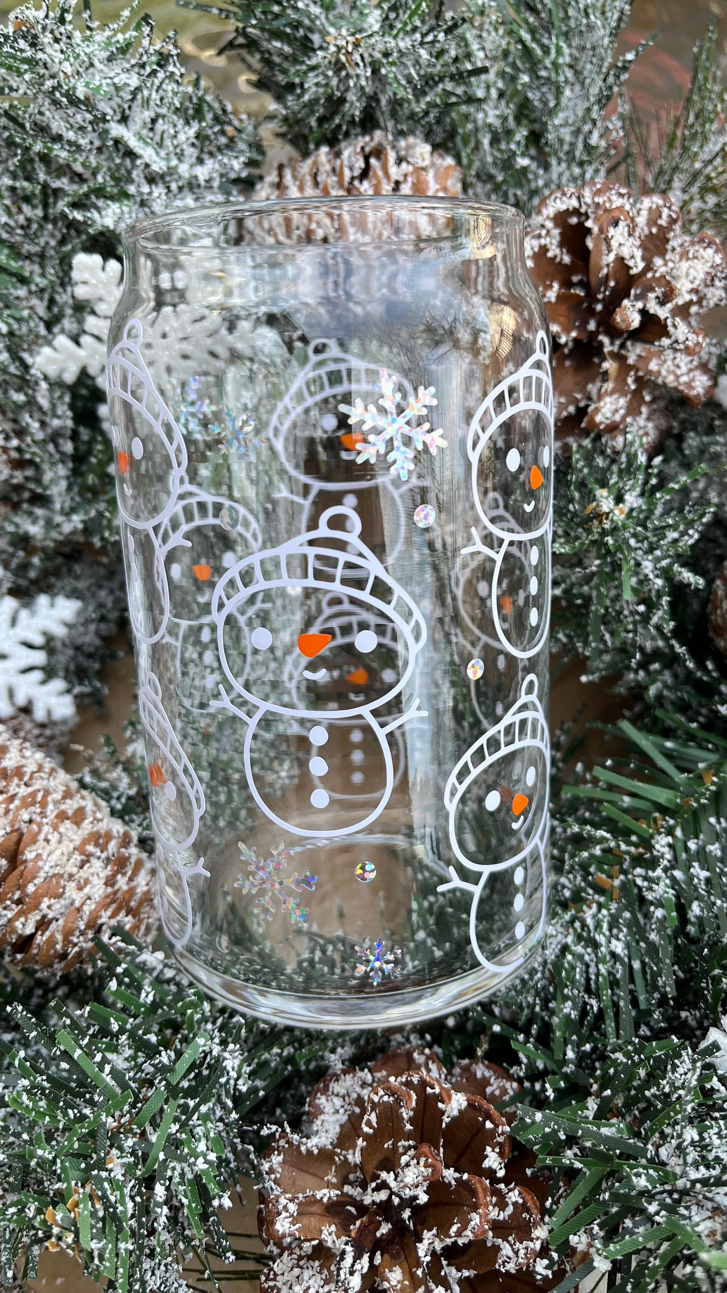 Cute snowman glass cup