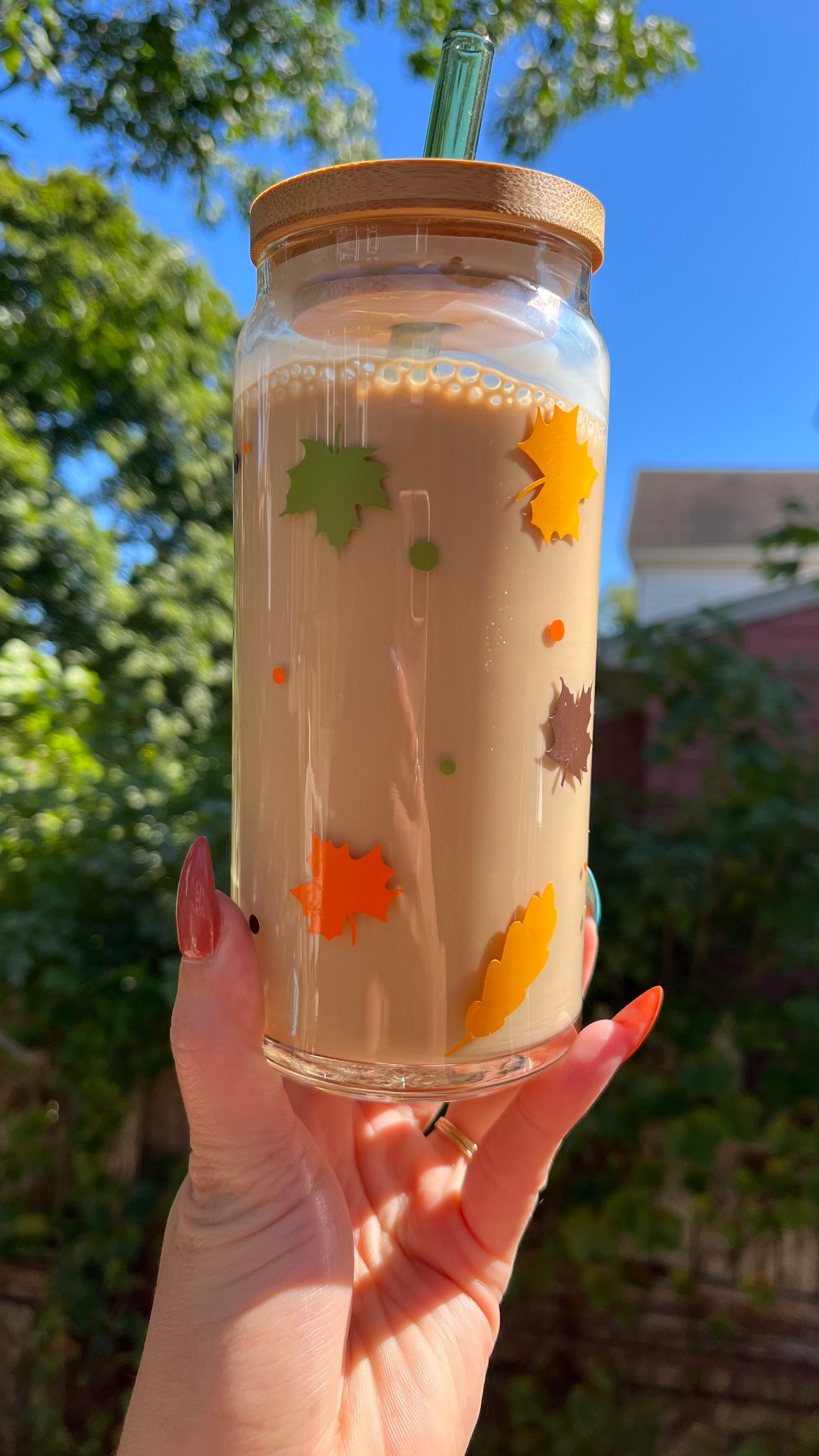 Hello fall glass cup