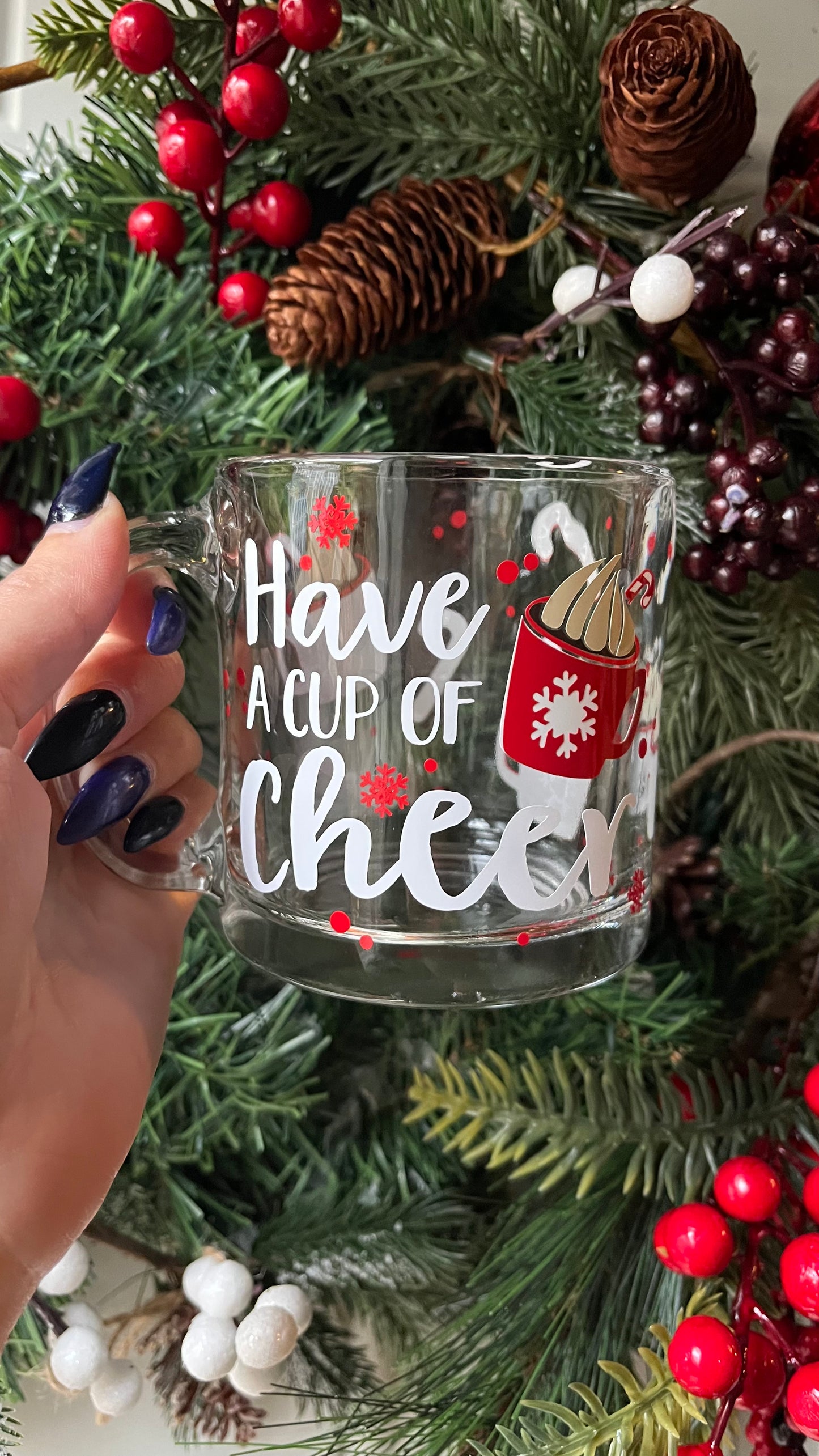 Cup of cheer glass mug