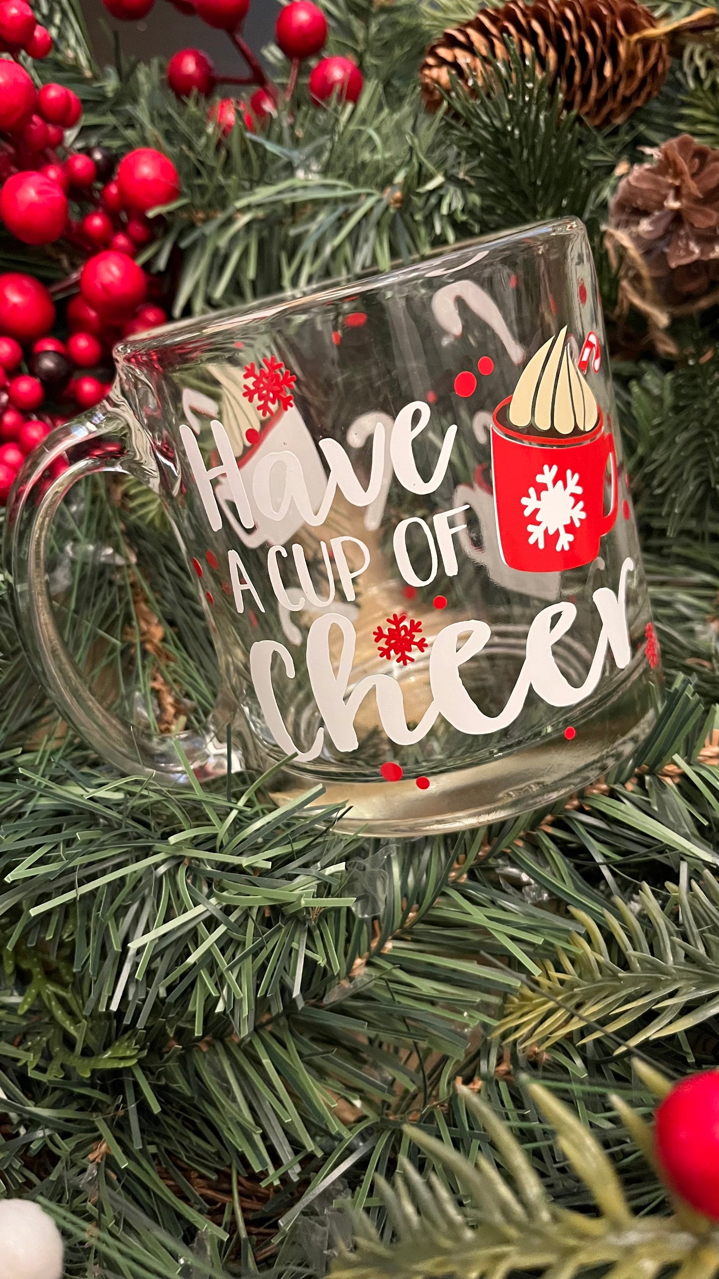 Cup of cheer glass mug