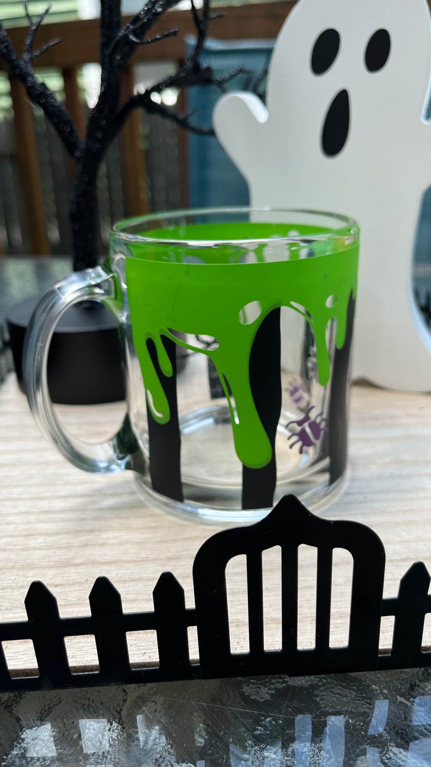 Beetlejuice inspired glass mug