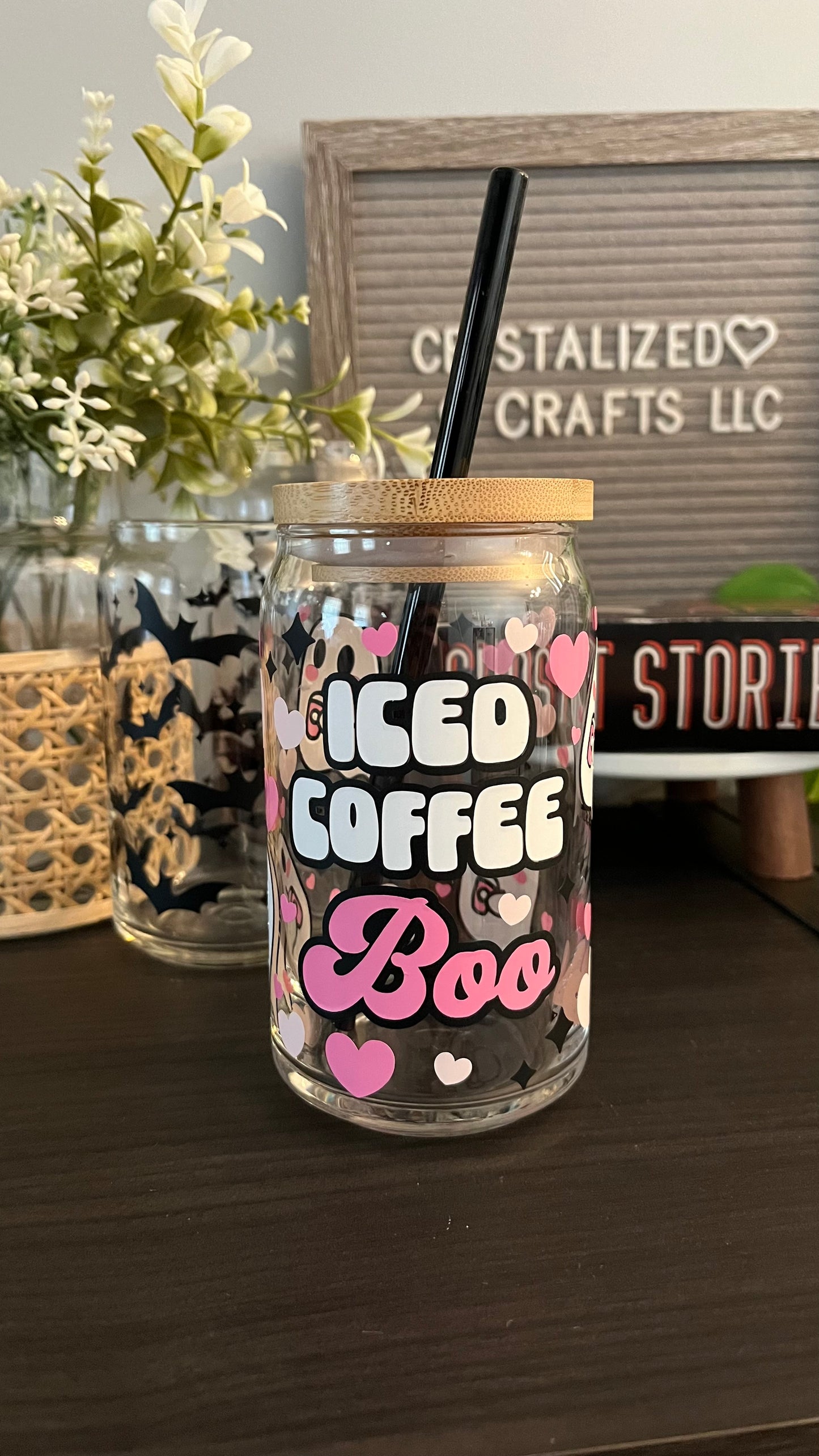 Iced coffee boo ghost glass cup