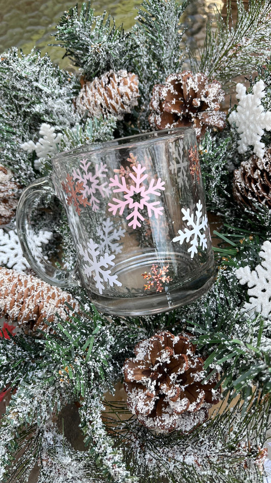 Snowflake glass mug