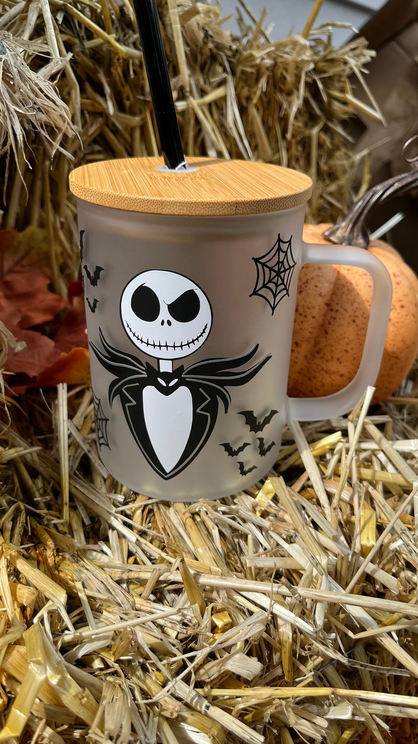 Jack Skellington frosted glass mug