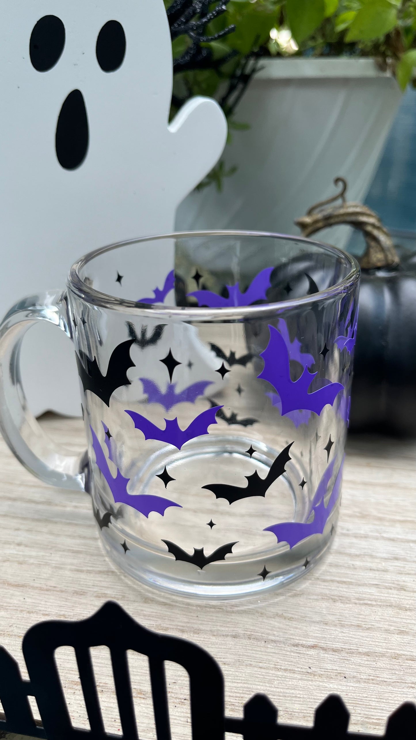 Black and purple bats mug