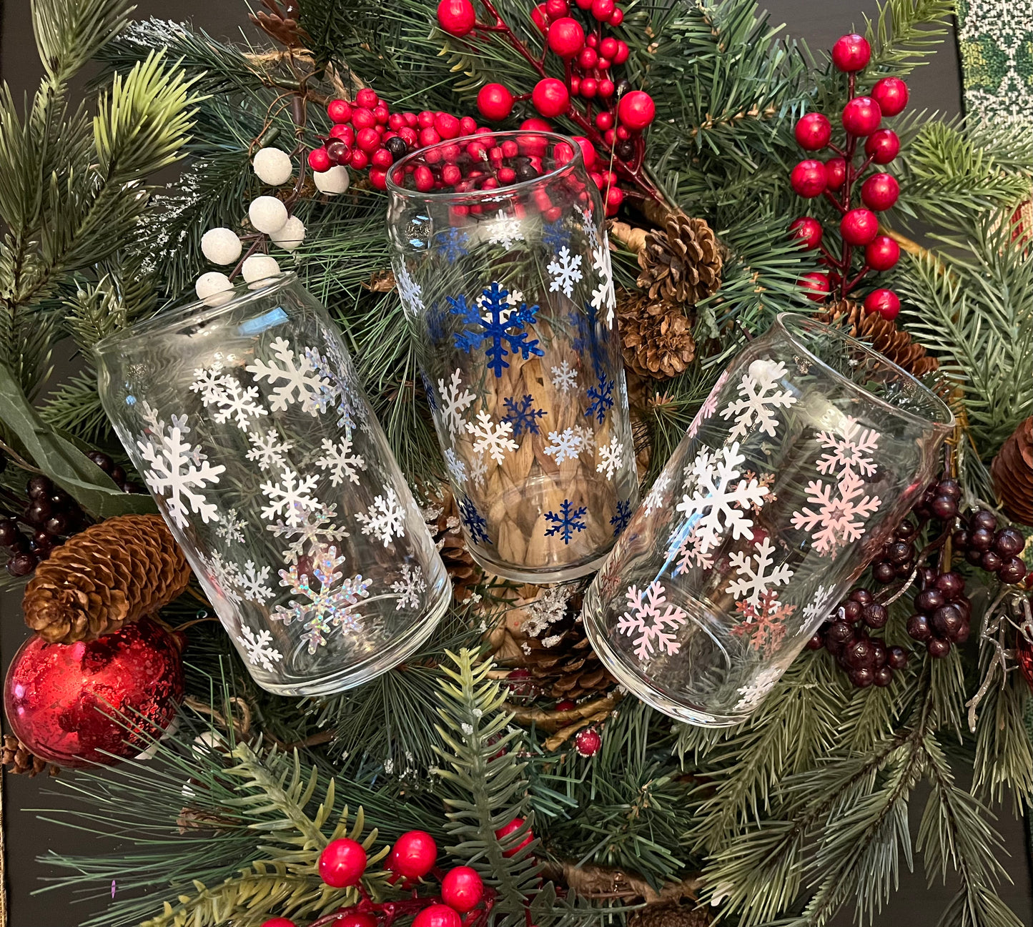 Snowflake glass cup