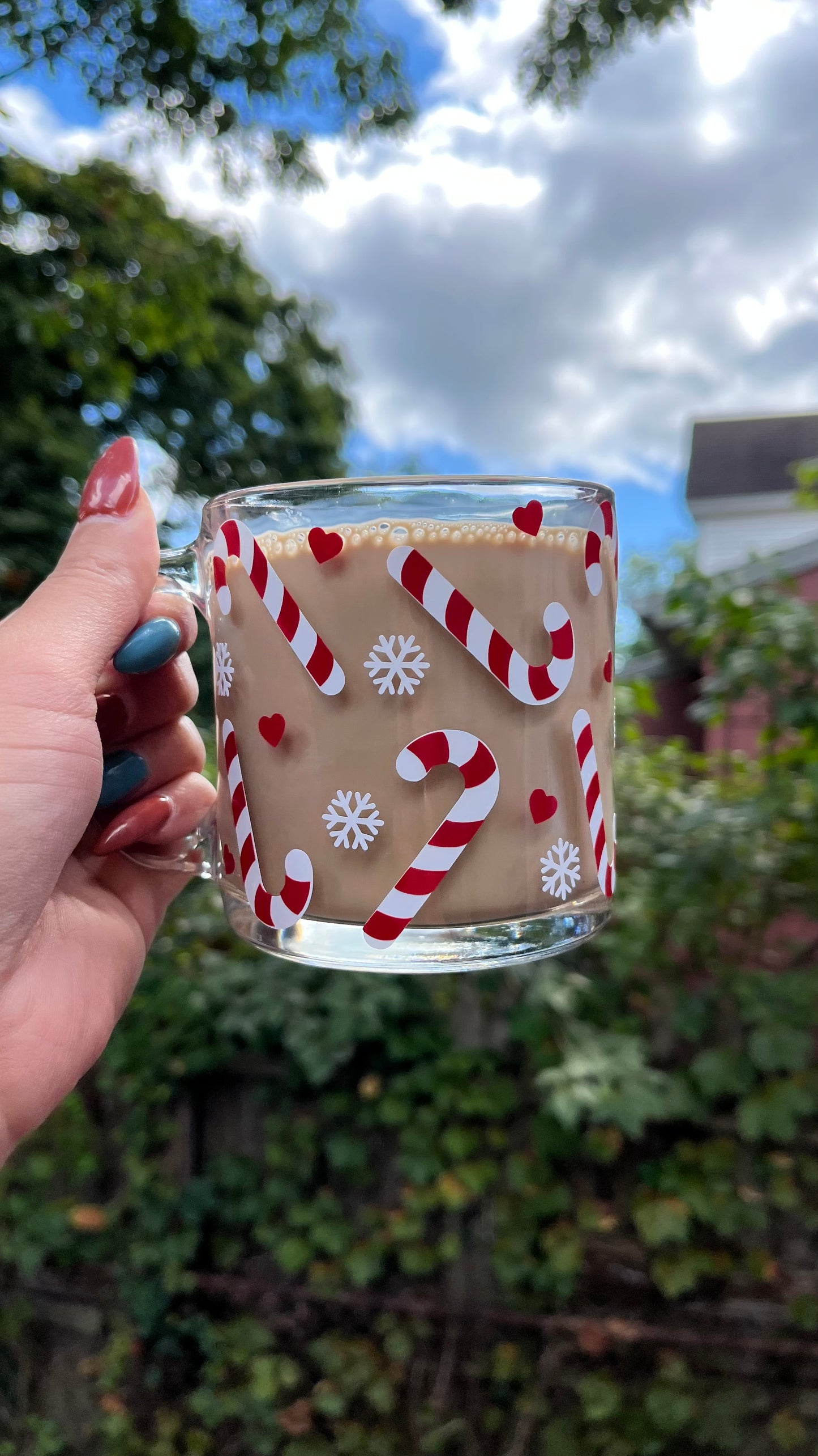 Candy cane glass mug