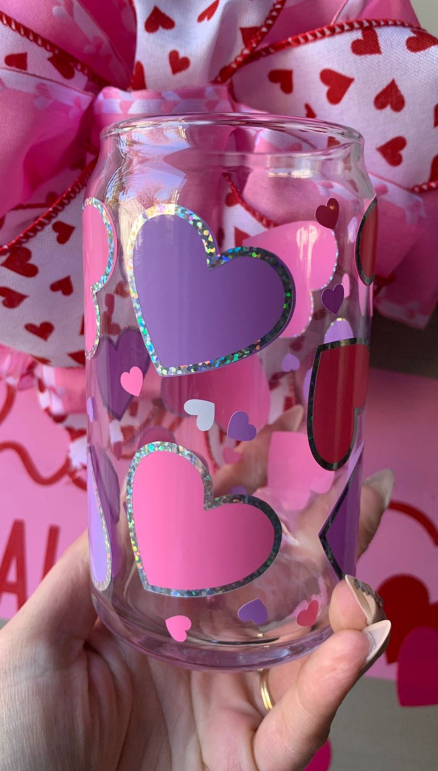 Hearts glass cup