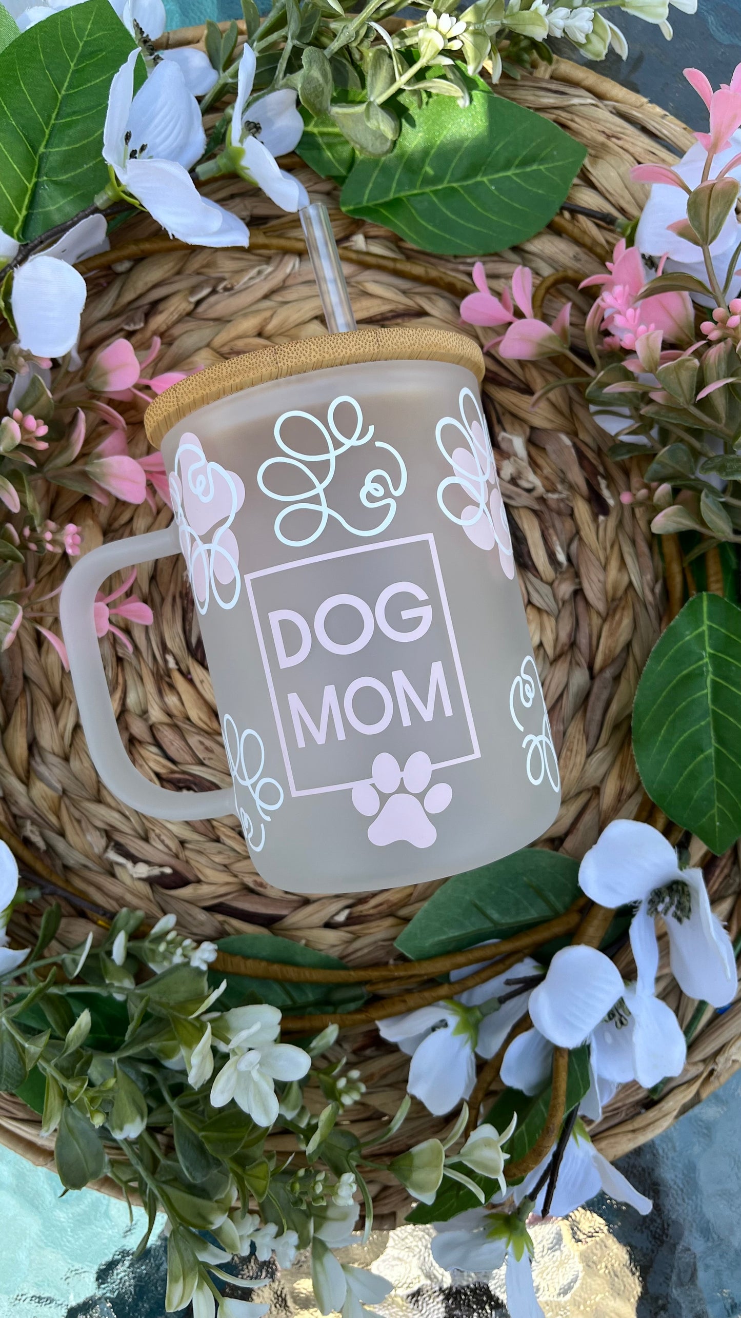 Dog mom glass mug