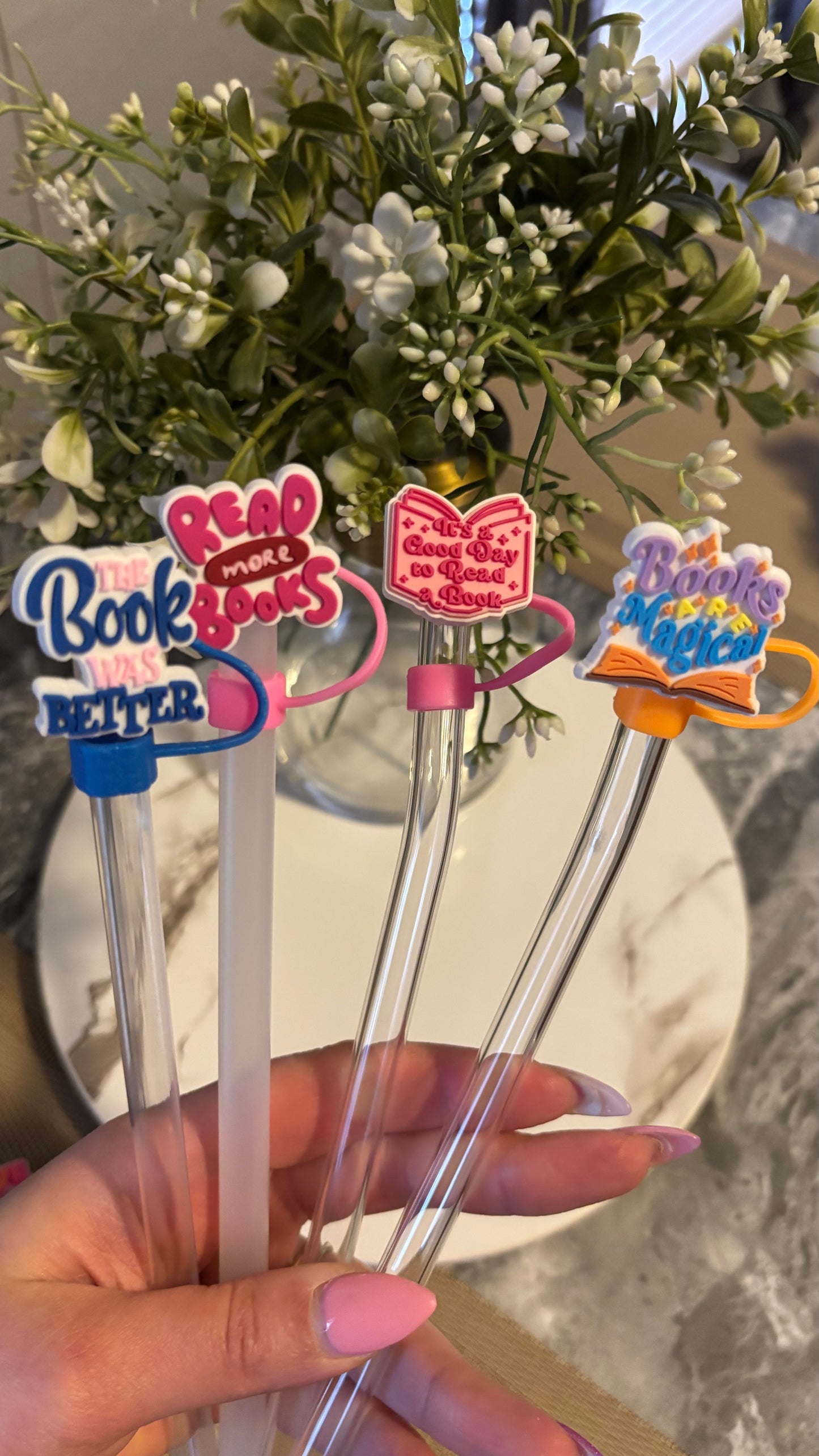 Bookish straw toppers