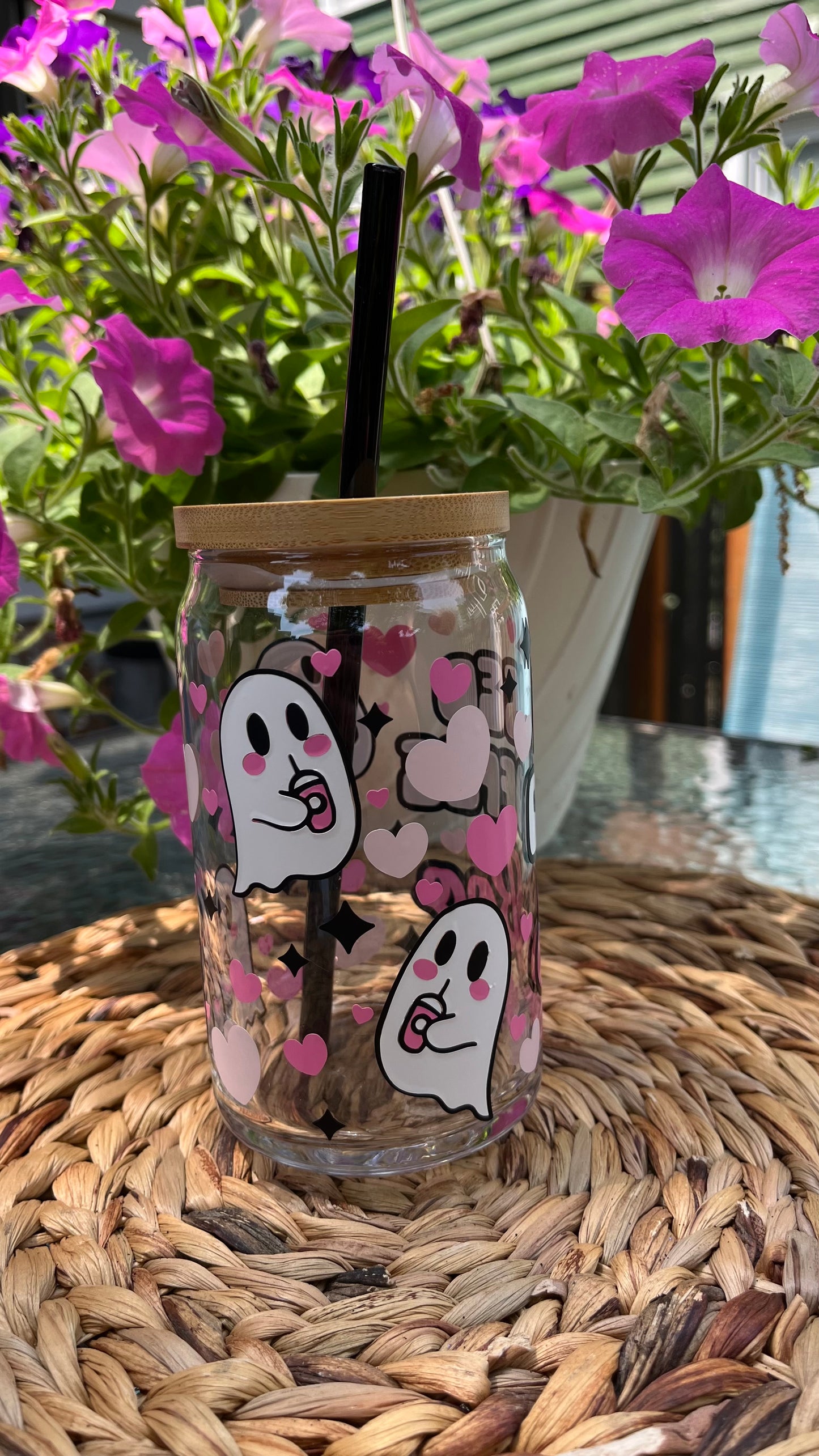 Iced coffee boo ghost glass cup