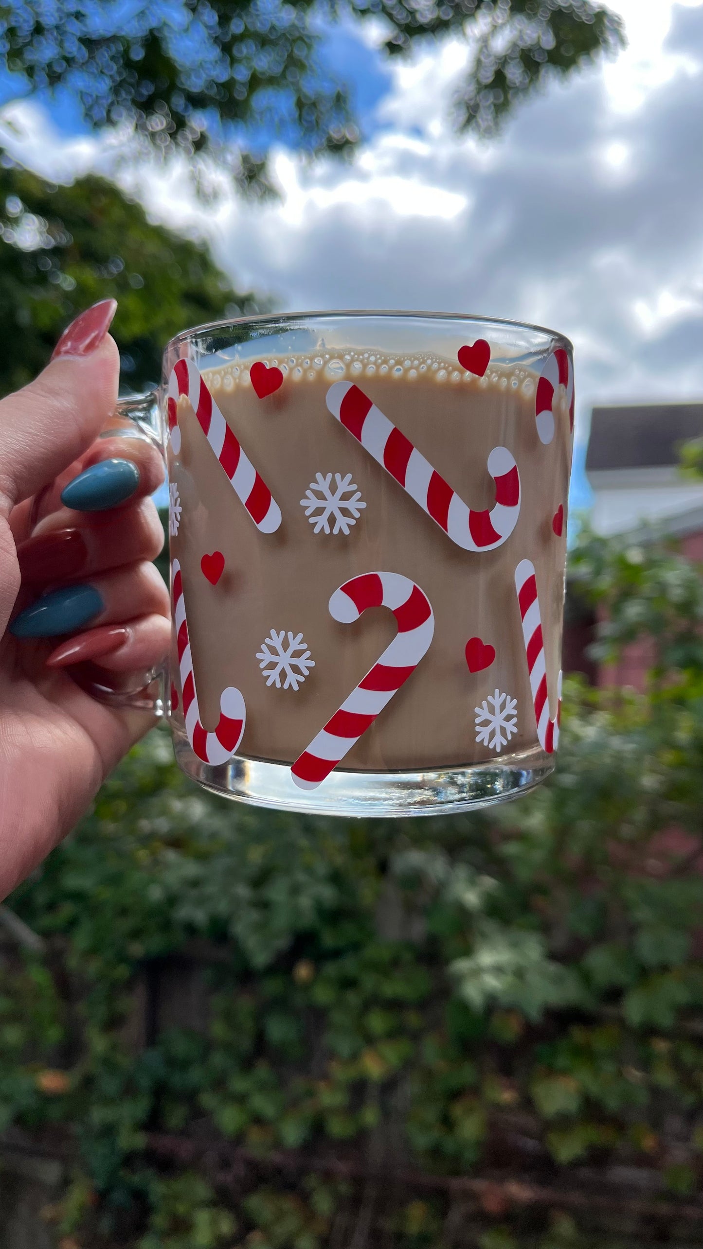 Candy cane glass mug