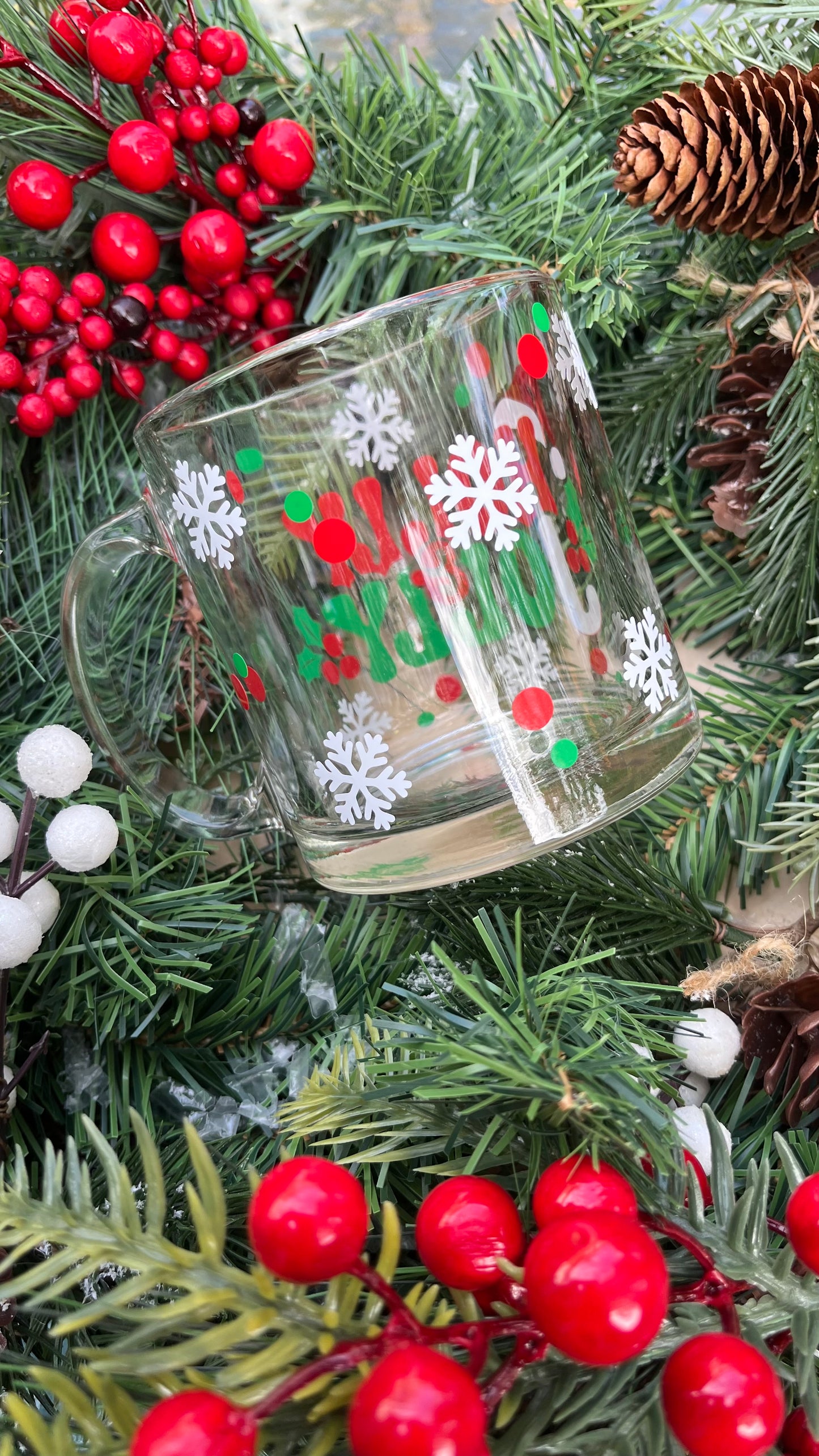 Holly Jolly glass mug