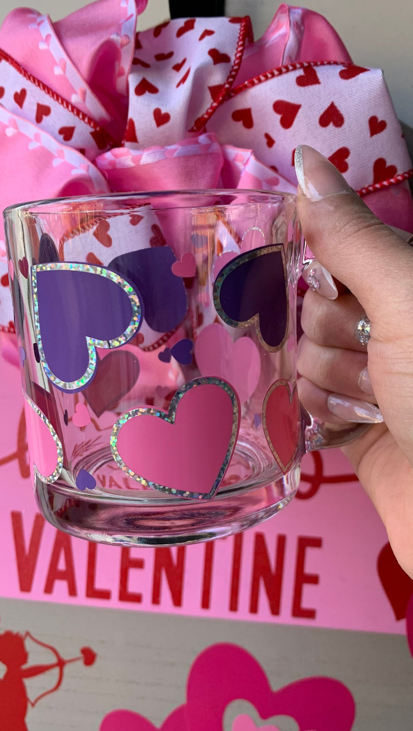 Hearts glass mug