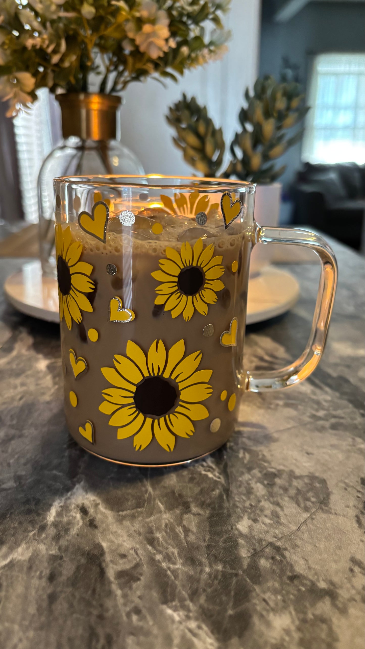 Sunflowers glass mug