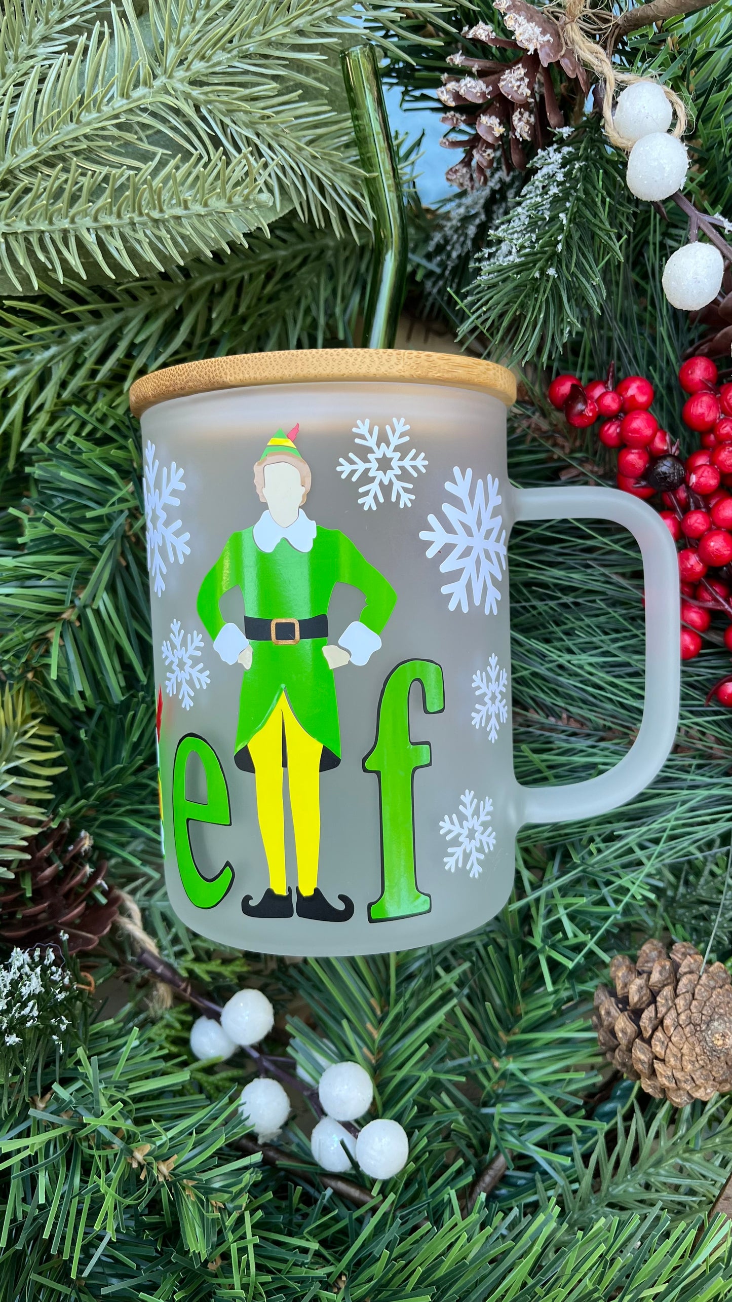 Elf frosted glass mug