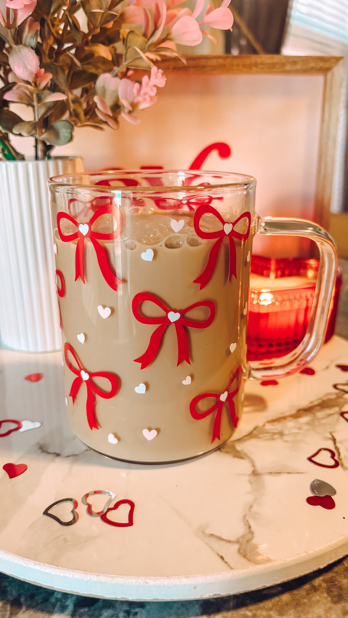 Valentines coquette bows and hearts mug