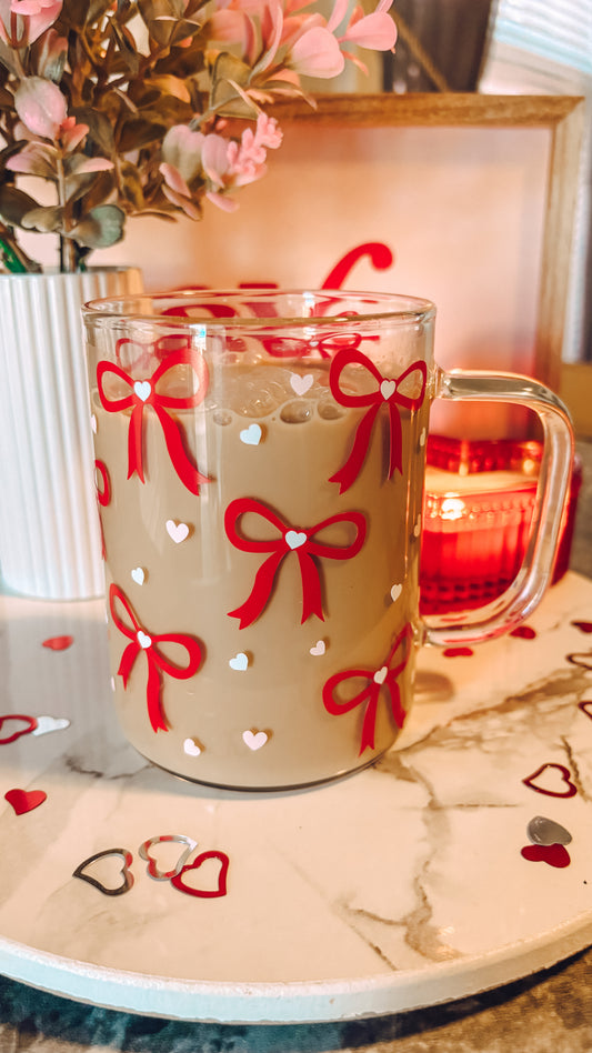 Valentines coquette bows and hearts mug