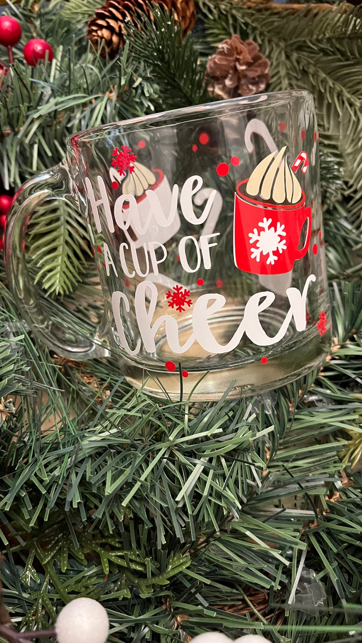 Cup of cheer glass mug