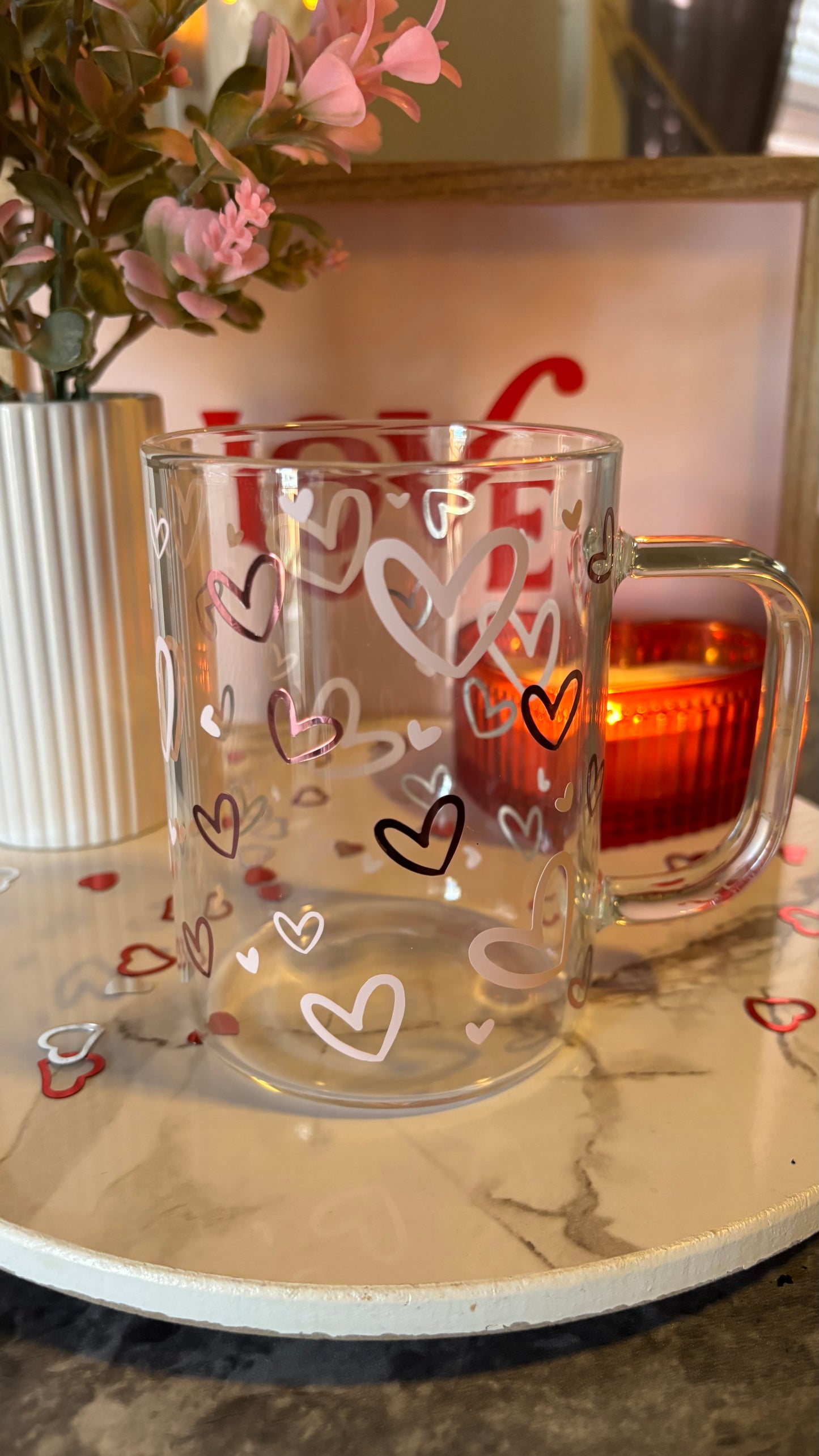 Pink hearts 16oz mug