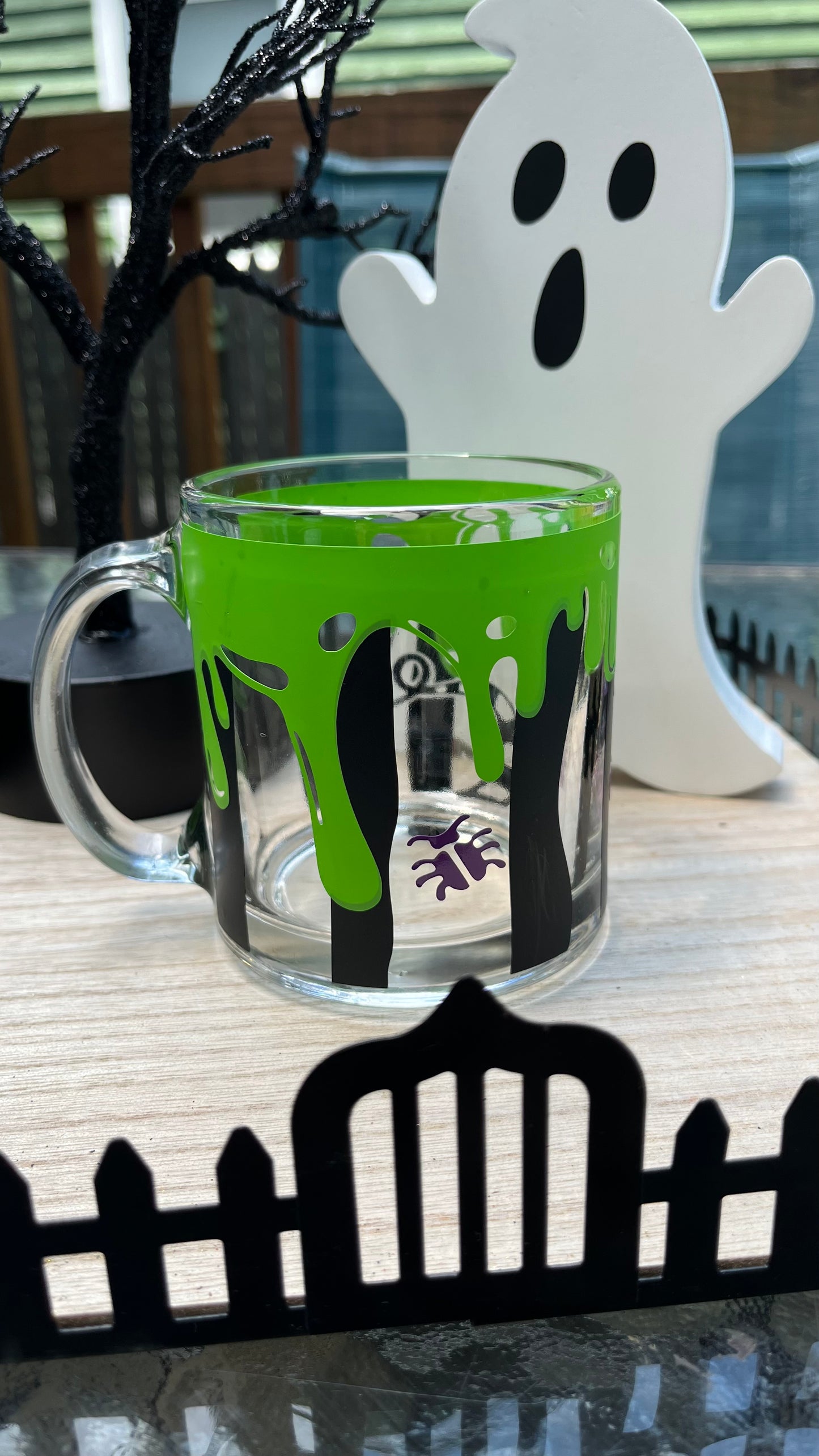 Beetlejuice inspired glass mug