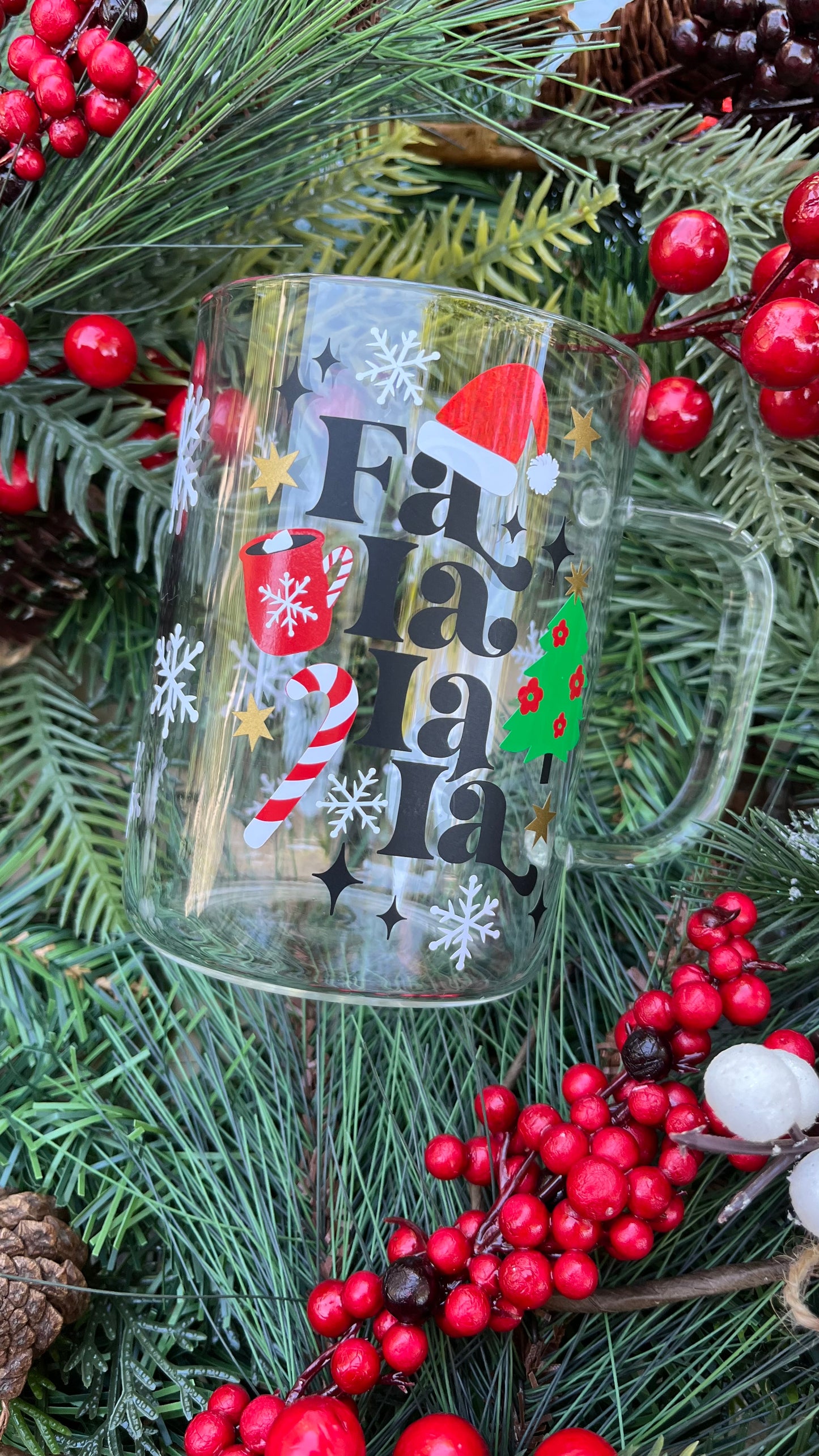 Fa la la la 16oz glass mug