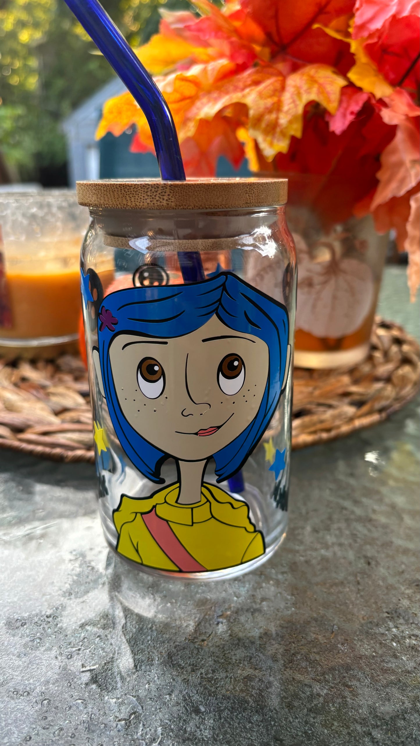 Coraline inspired glass cup