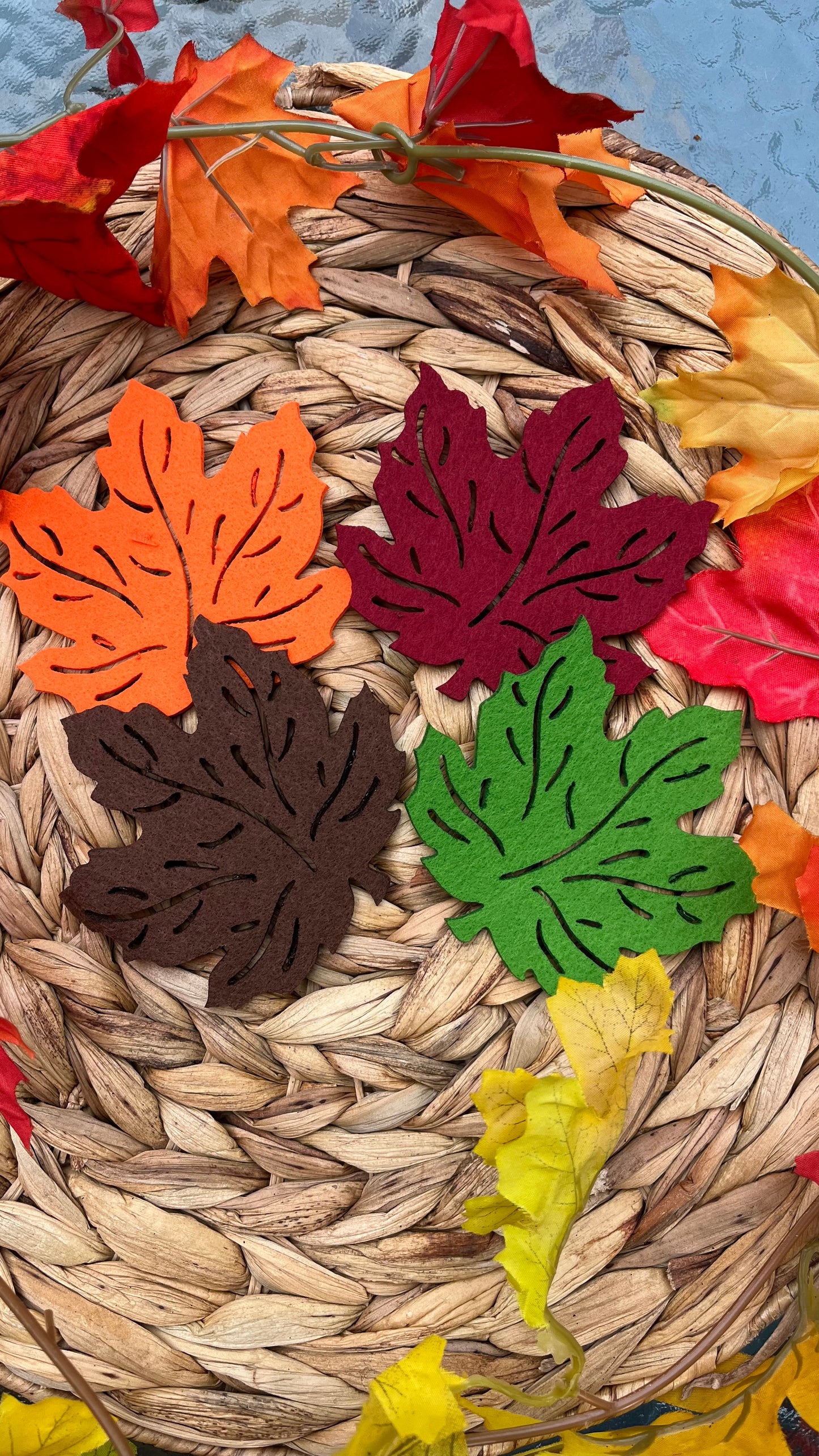 Fall maple leaf coasters