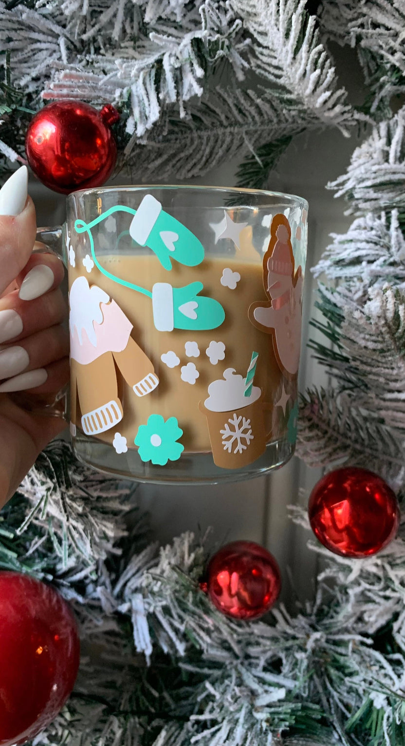 Boho winter  glass mug