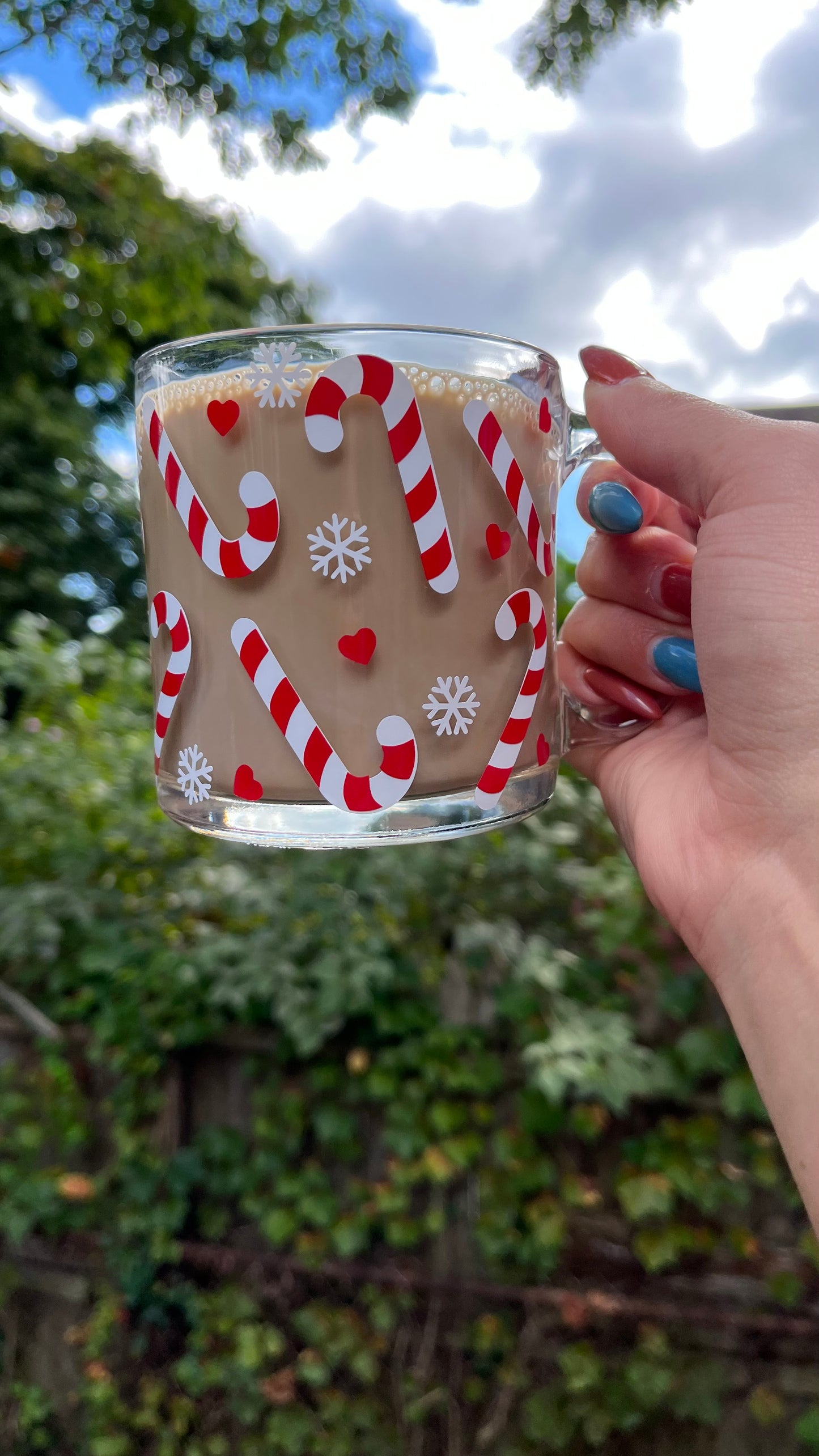 Candy cane glass mug