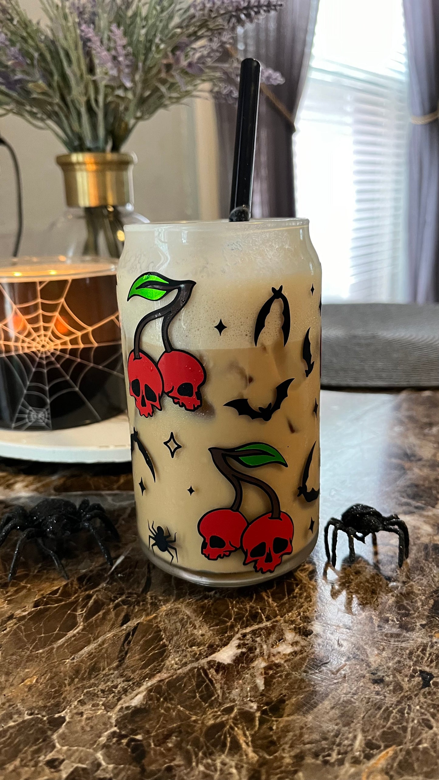 Poison apple cherry skulls glass cup