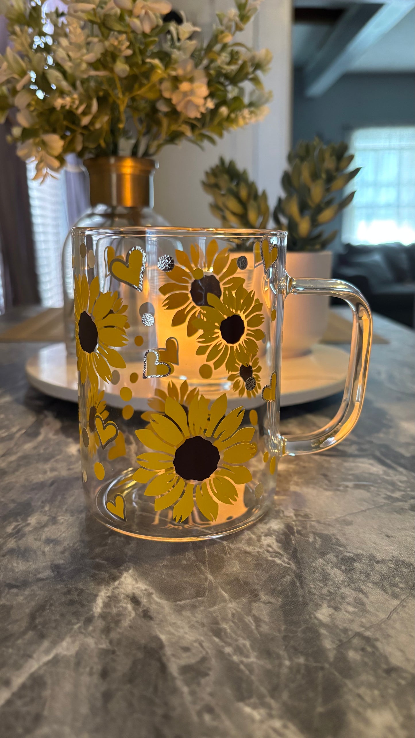 Sunflowers glass mug