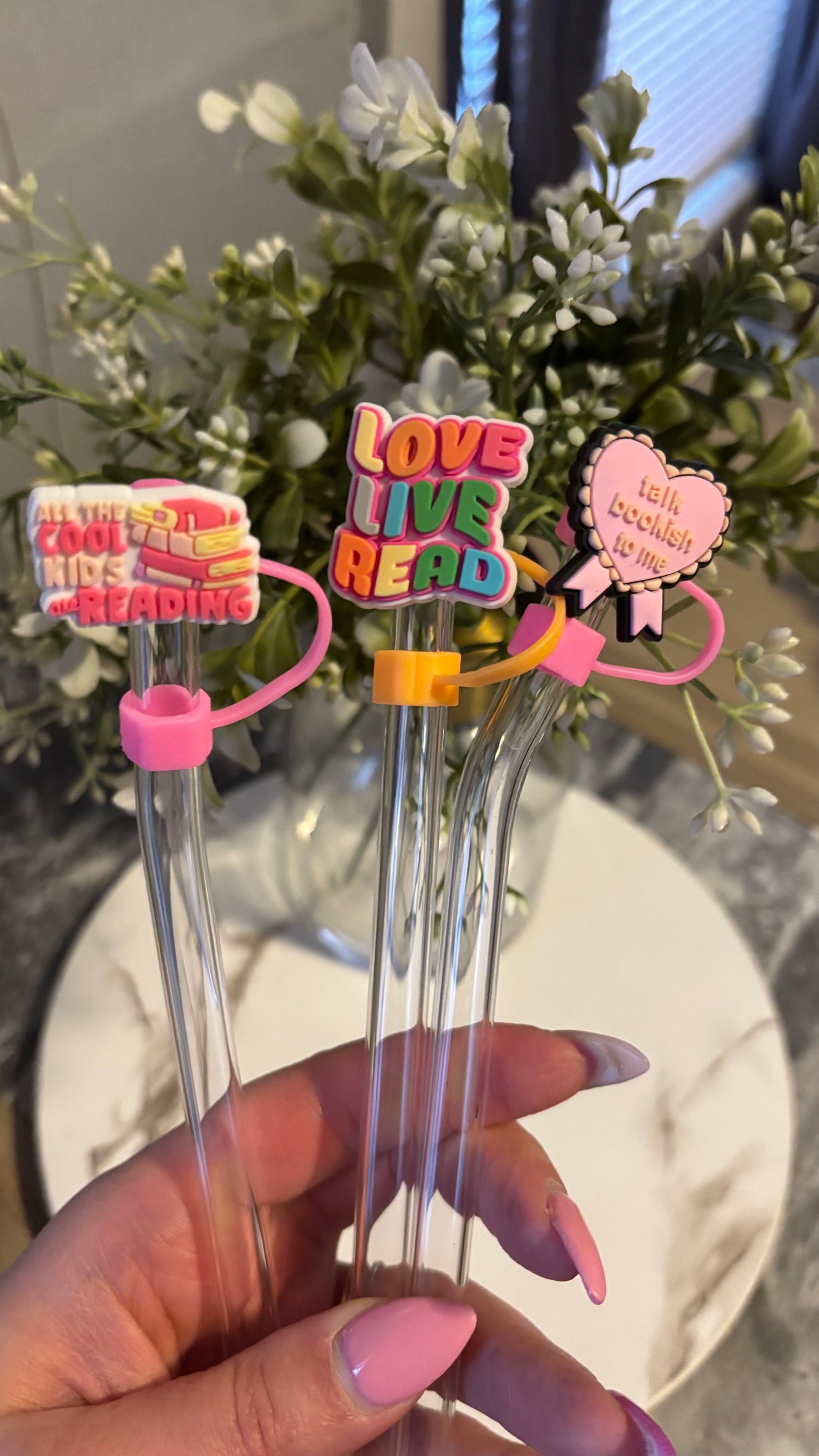 Bookish straw toppers