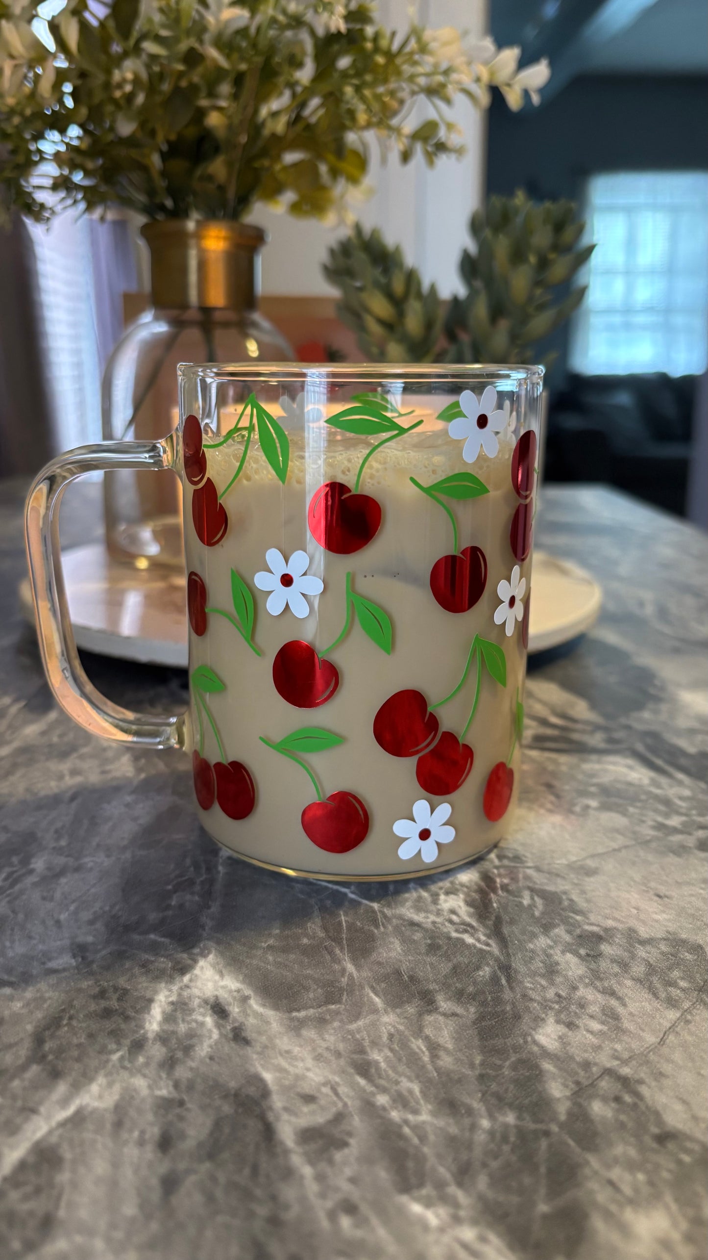 Cherry glass mug